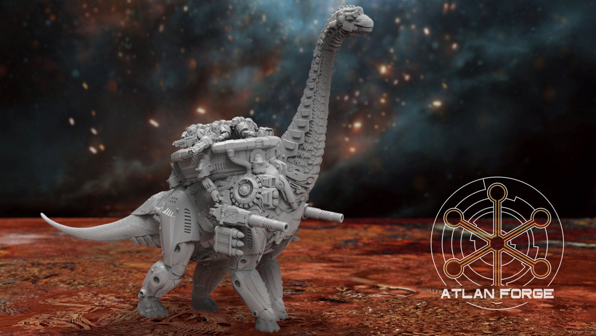 Cybernetic Brachiosaur 32mm sci-fi fantasy miniature for tabletop games grimdark RPGs dnd wargaming miniature dungeons and dragons