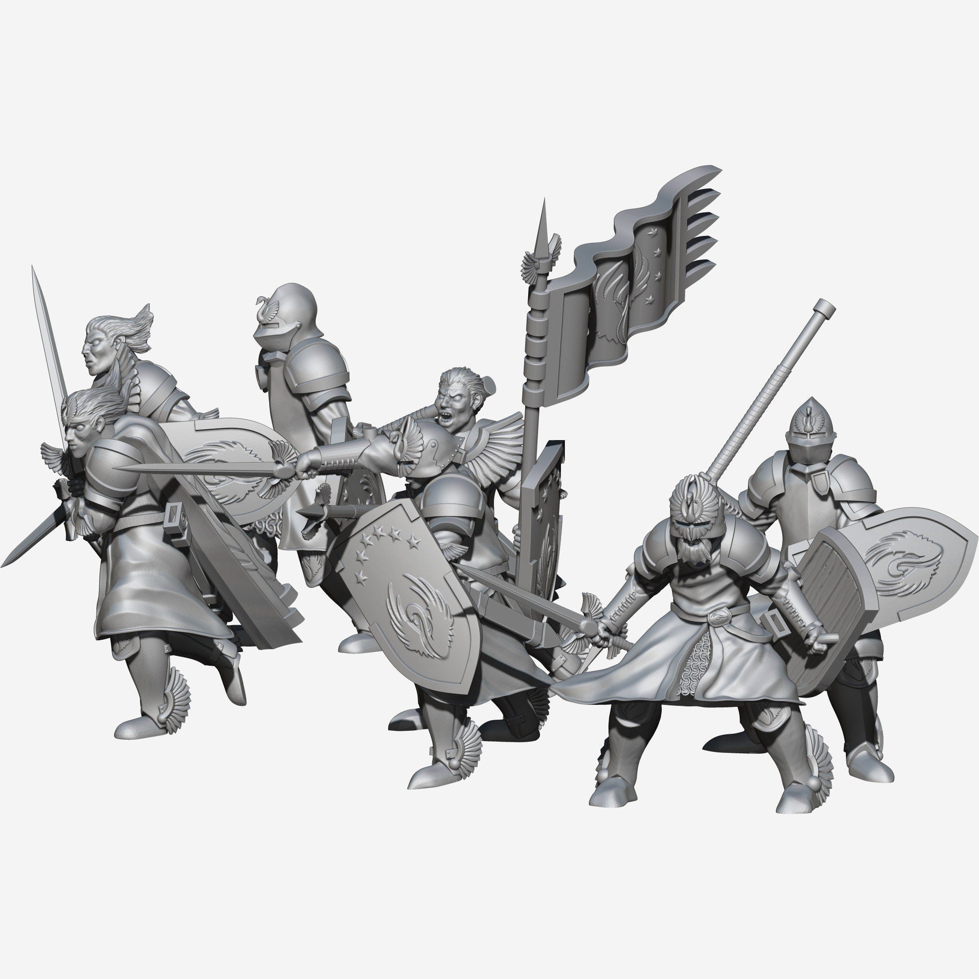 swan knight warriors 28mm dnd miniature dungeon and dragons fantasy wargaming miniature tabletop wargame fantasy miniature for painting gift