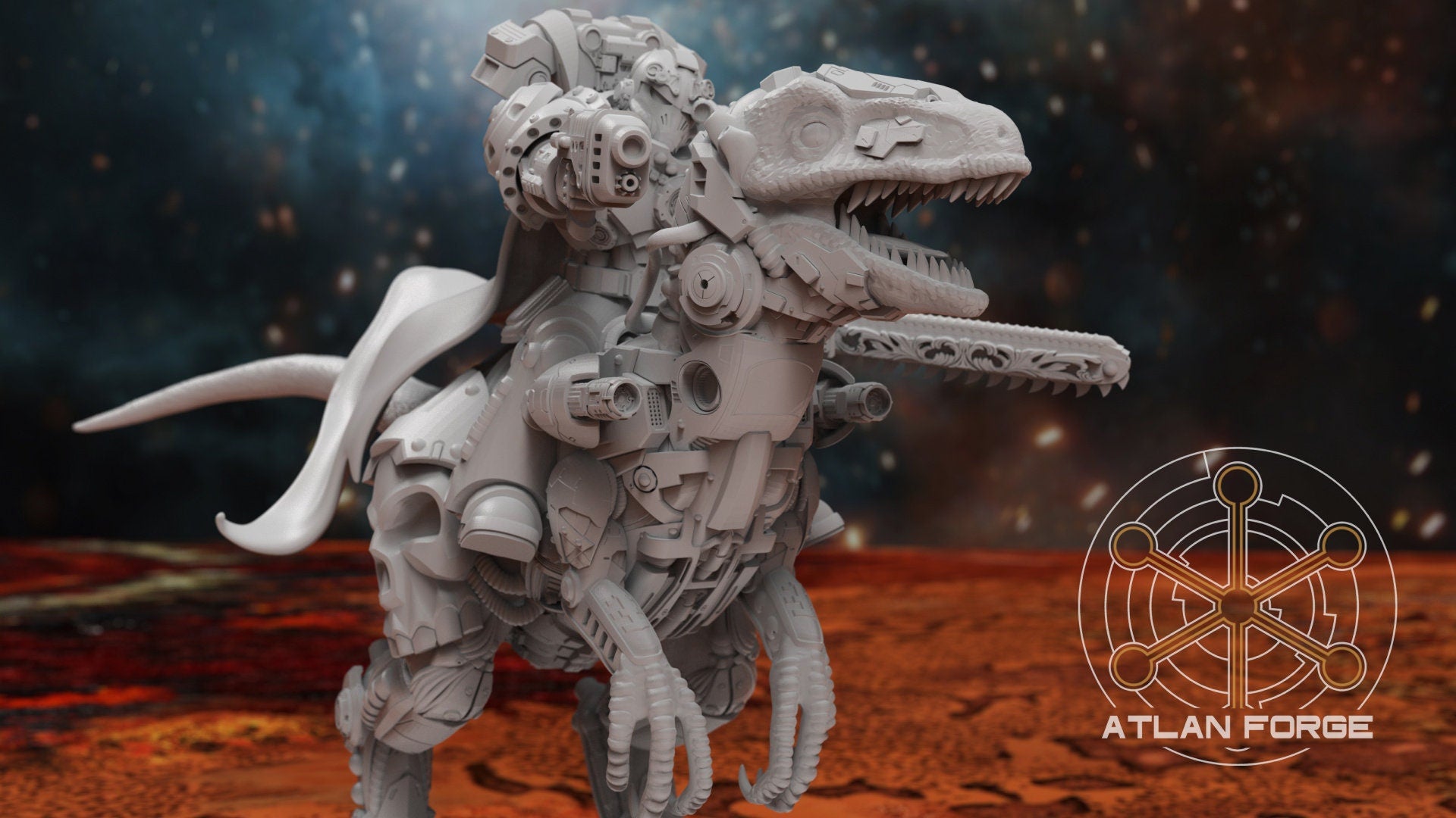 Cyber Velociraptor Riders 32mm sci-fi fantasy miniature for tabletop games grimdark RPGs dnd wargaming miniature dungeons and dragons