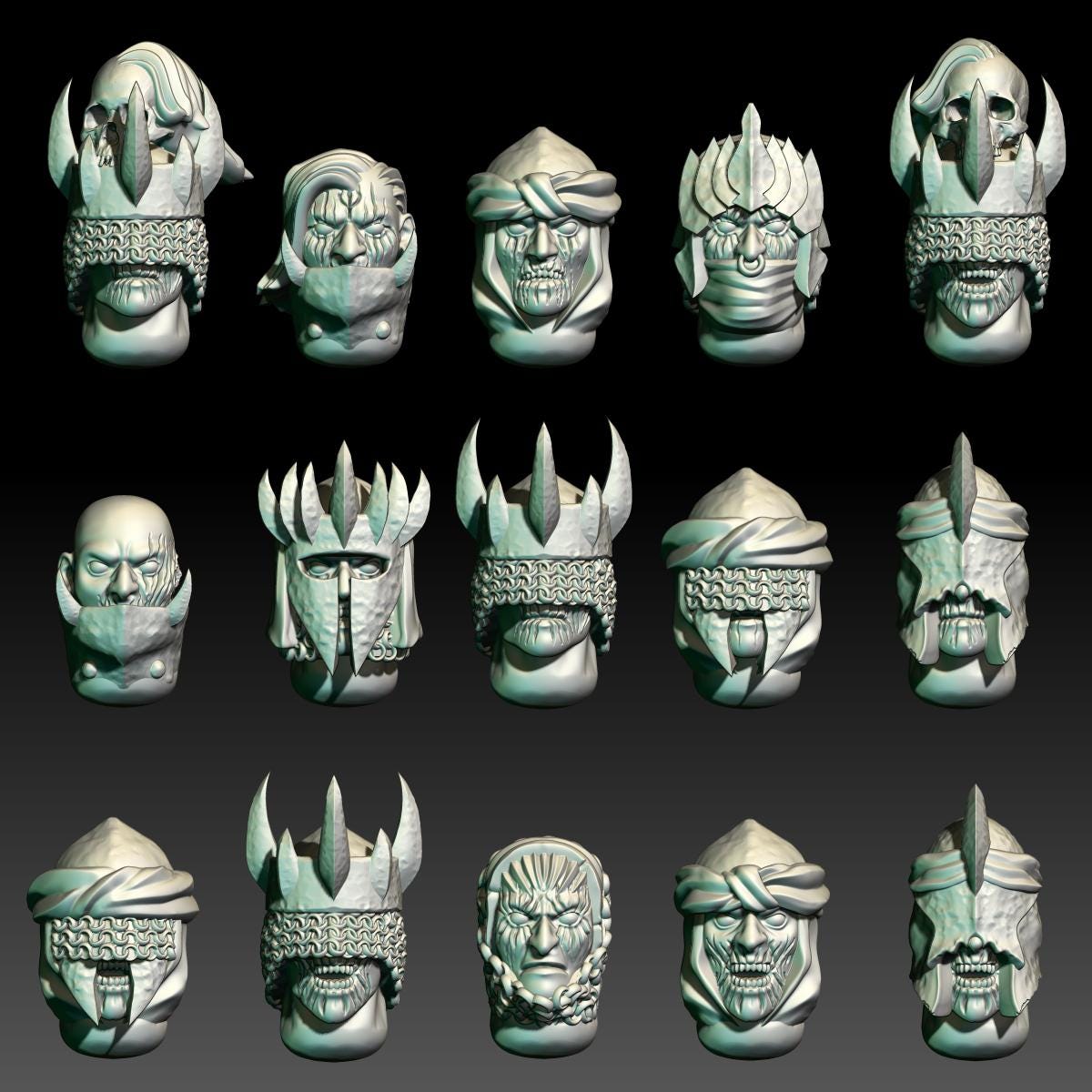 Dark Soul heads accessories pack 28mm miniatures dnd gift fantasy miniatures dungeons and dragons minis wargaming miniatures tabletop