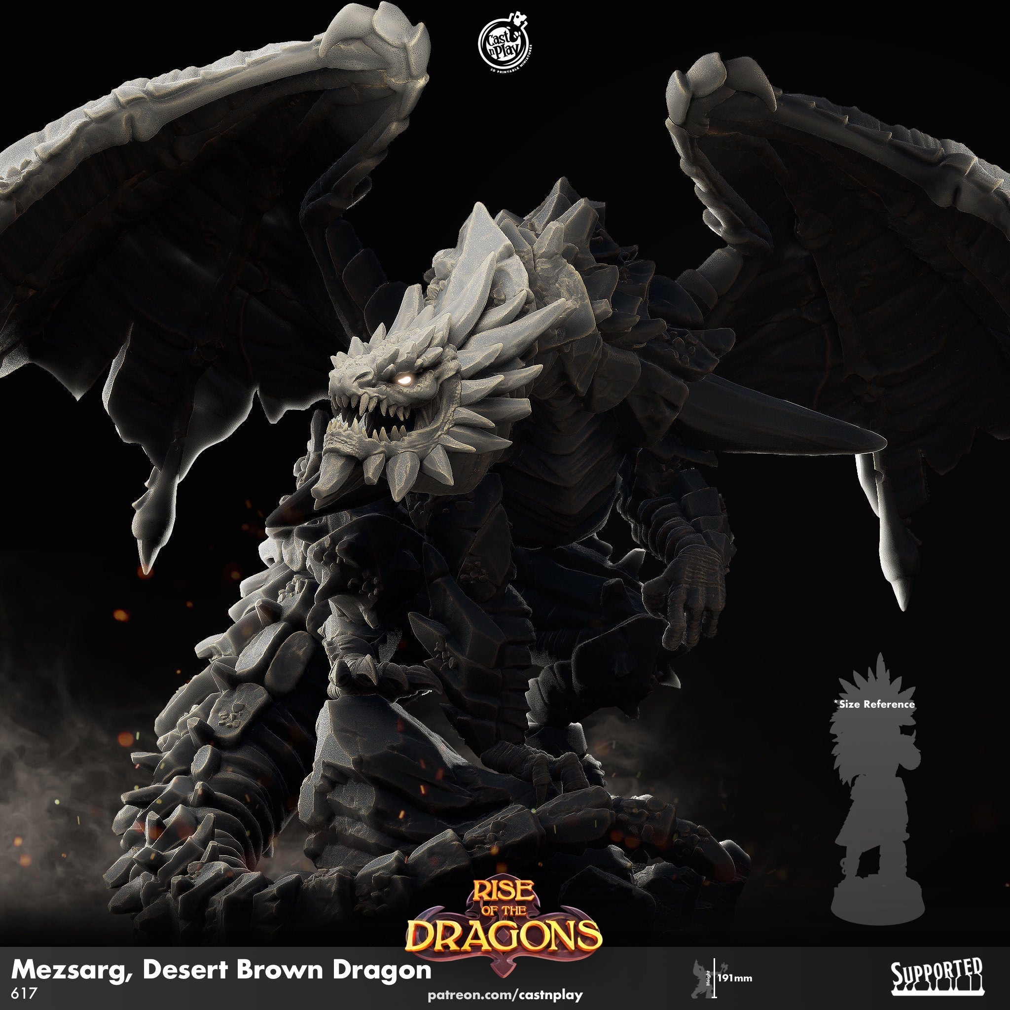 Fantasy Desert Brown Dragon Figurine for Tabletop Wargames and D&D Roleplaying Adventure 32mm scale