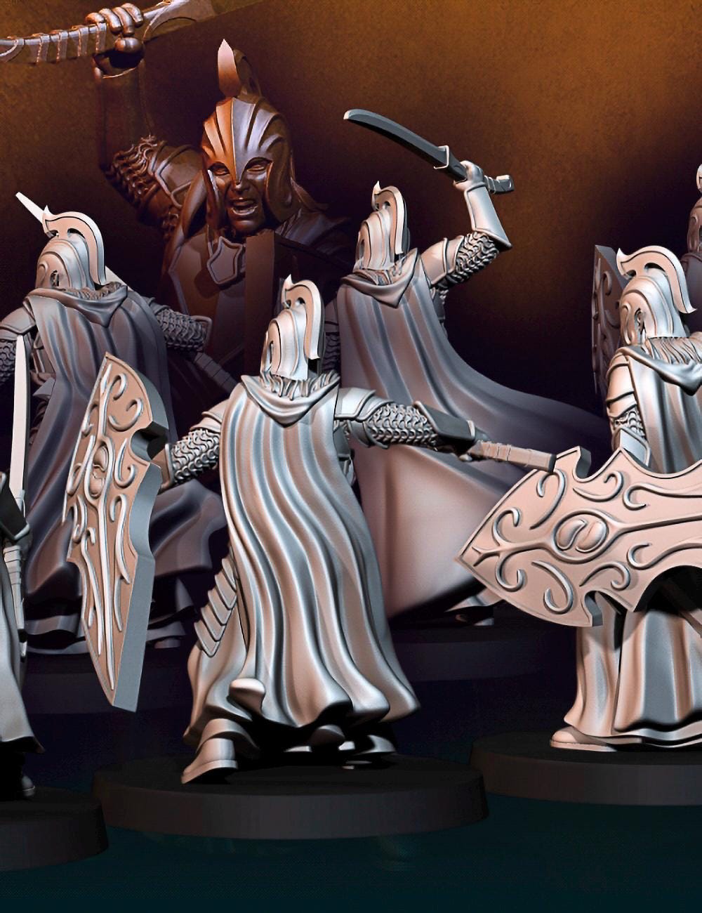 Elf swordmen with shield 28mm miniatures dnd minis fantasy miniatures dungeons and dragons miniatures wargaming miniatures tabletop wargames