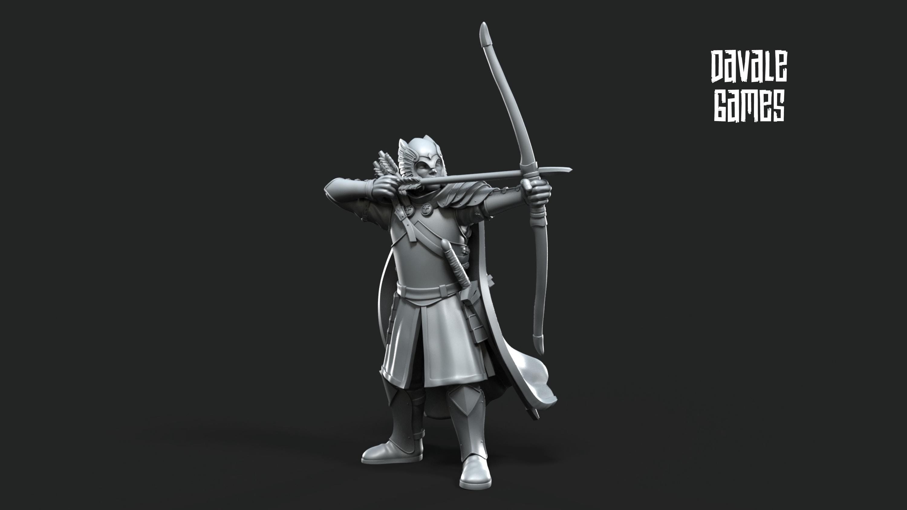 Grey Castle Guard with Long Bows 28mm miniatures dnd minis fantasy miniatures dungeons and dragons miniatures painting wargaming tabletop