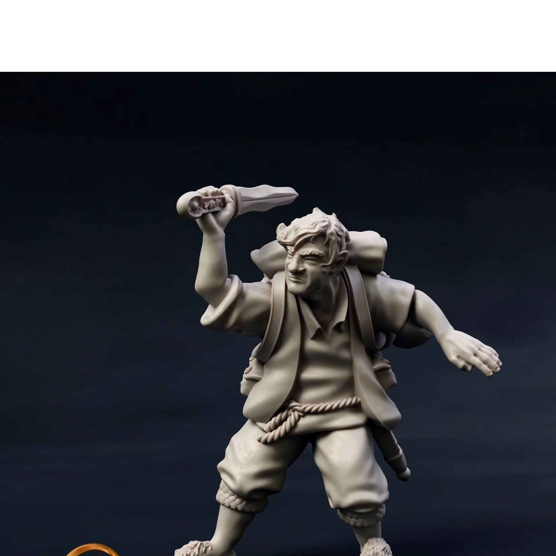 Samuel halfling with sword and pans dnd fantasy tabletop wargames 28mm LOTR