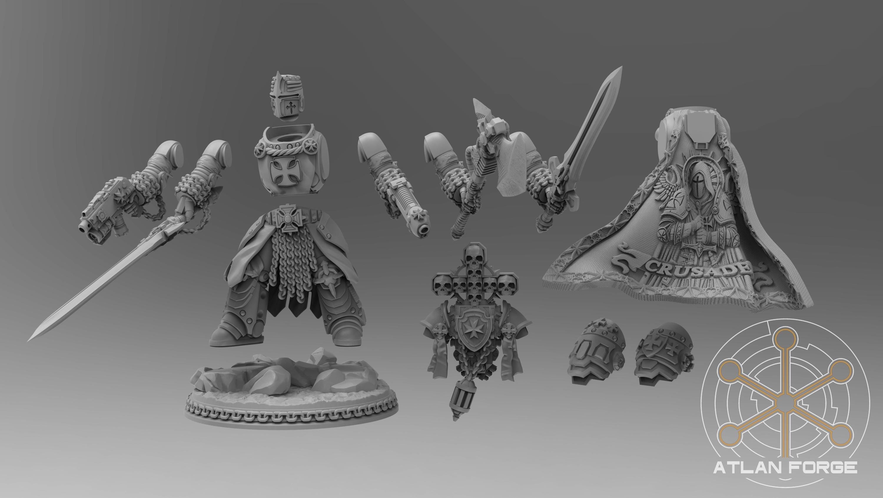Templar Commander 32mm wargame fantasy miniature dnd wargaming miniature dungeons and dragons painting gift RPG tabletop minis