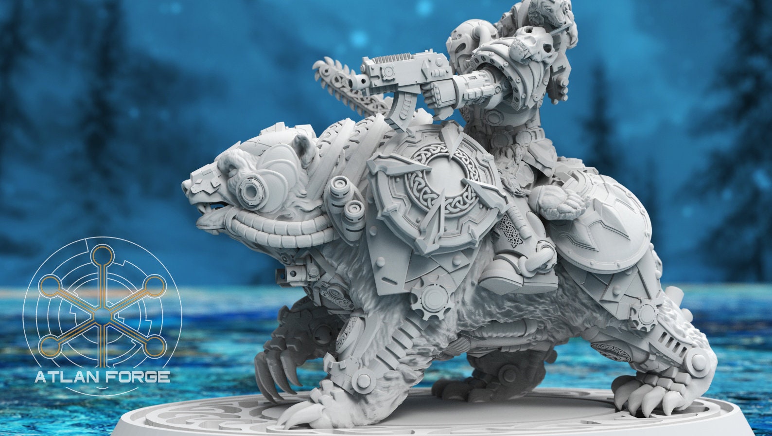Asgardian Bear Riders 32mm sci-fi fantasy miniature for tabletop games grimdark RPGs dnd wargaming miniature dungeons and dragons gift