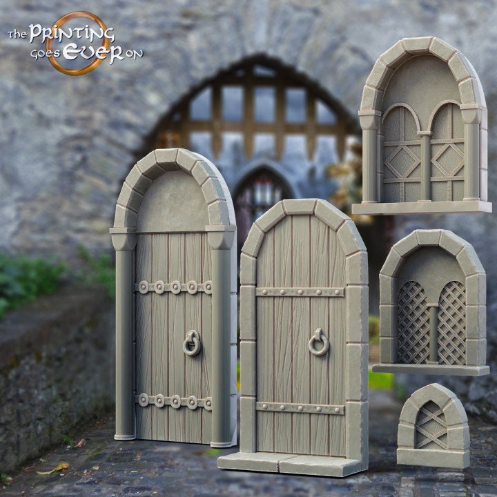 Medieval Doors and Windows Building Decorations 28mm dnd dungeon and dragons fantasy wargaming scatter terrain Pathfinder tabletop games
