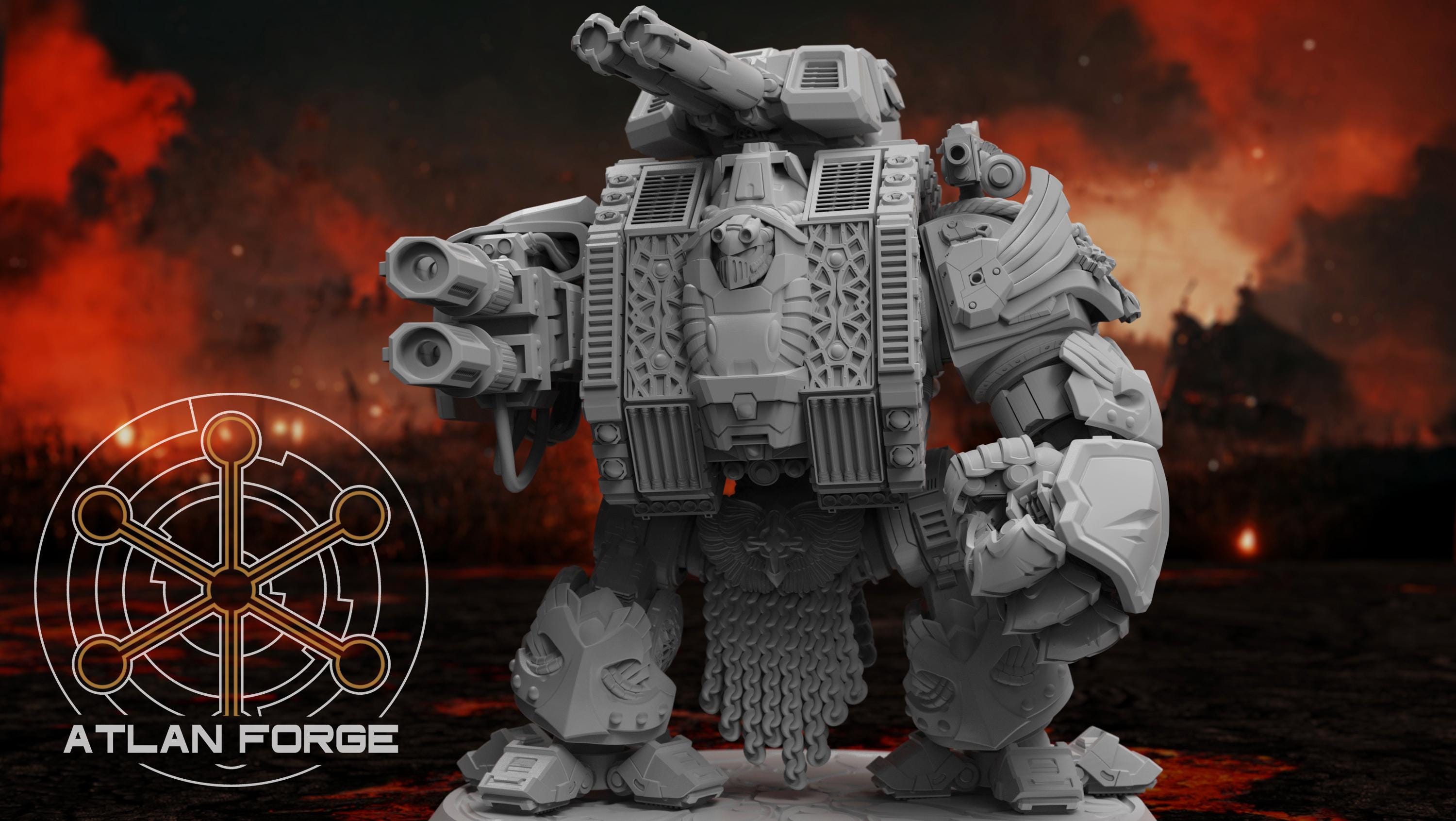 Templar Crusader Dreadnought 32mm sci-fi fantasy miniature for tabletop games grimdark RPGs dnd wargaming miniature dungeons and dragons