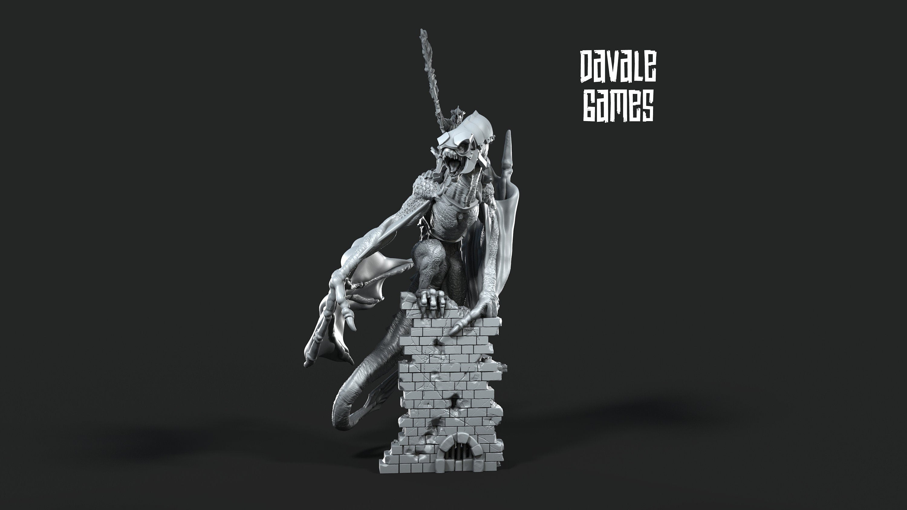 Wyvern with Dark Mage 2 28mm Resin Miniature – Fantasy Dragon Rider for DnD and Wargaming