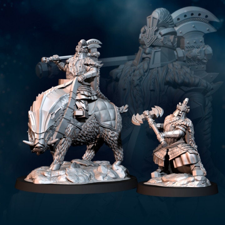 Silver Goat Lord Iron 28mm Resin Miniatures – Dwarf Commander for DnD and Fantasy Wargaming