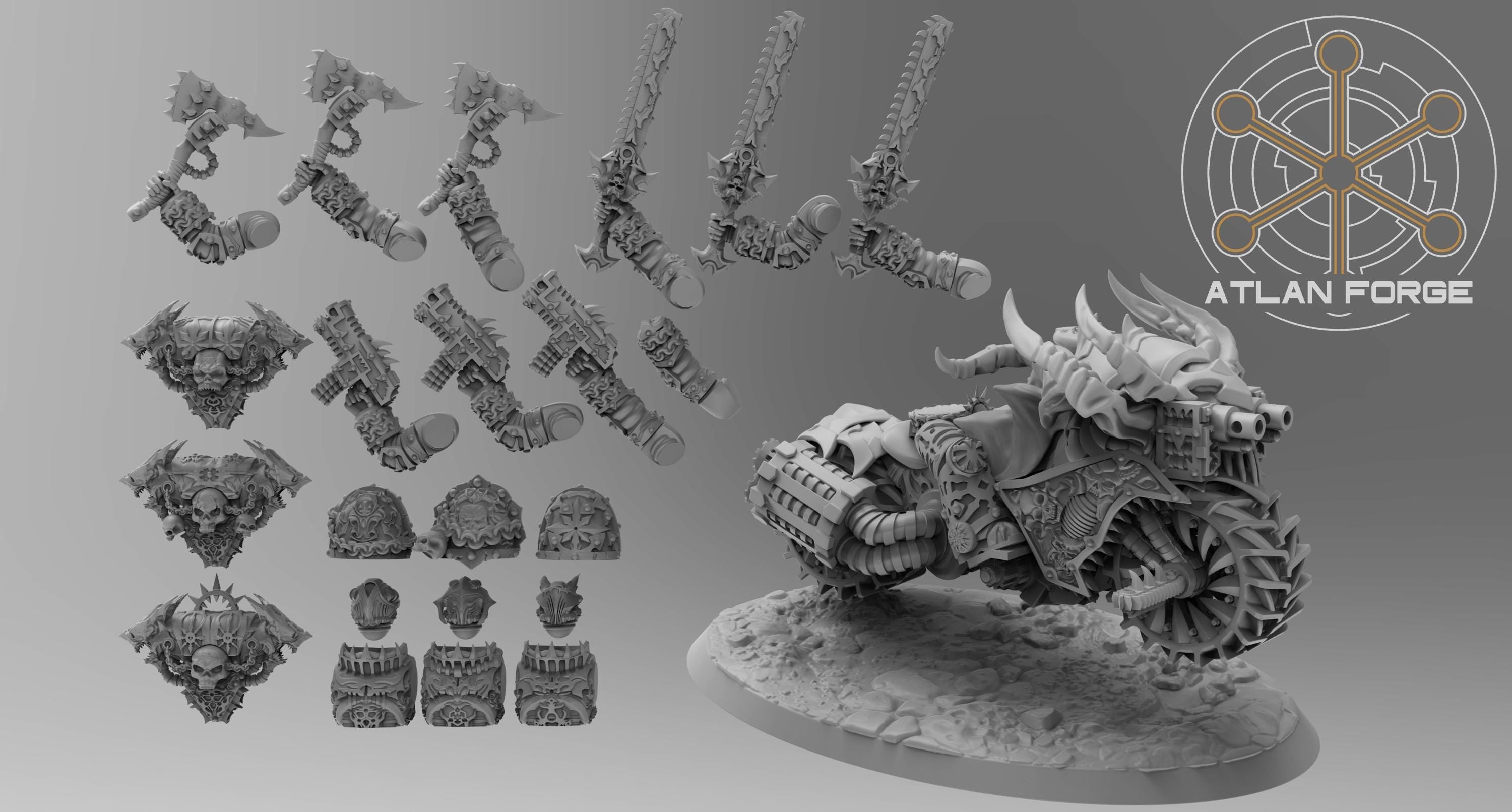 Demon Bikers of Hades 32mm sci-fi fantasy miniature for tabletop games grimdark RPGs dnd wargaming miniature dungeons and dragons painting