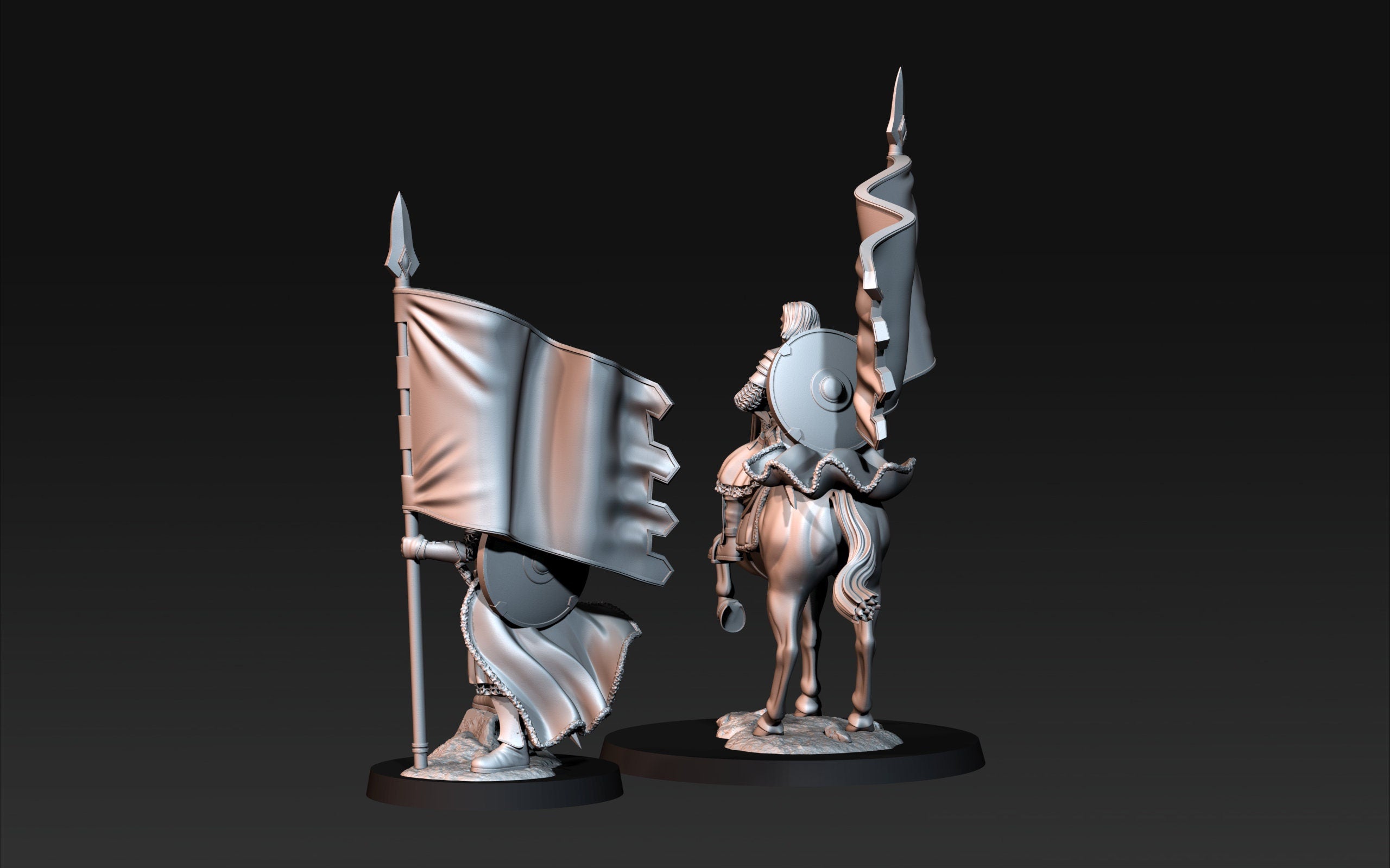 White tower Captain with banner mounted and foot 28mm fantasy tabletop wargame miniature