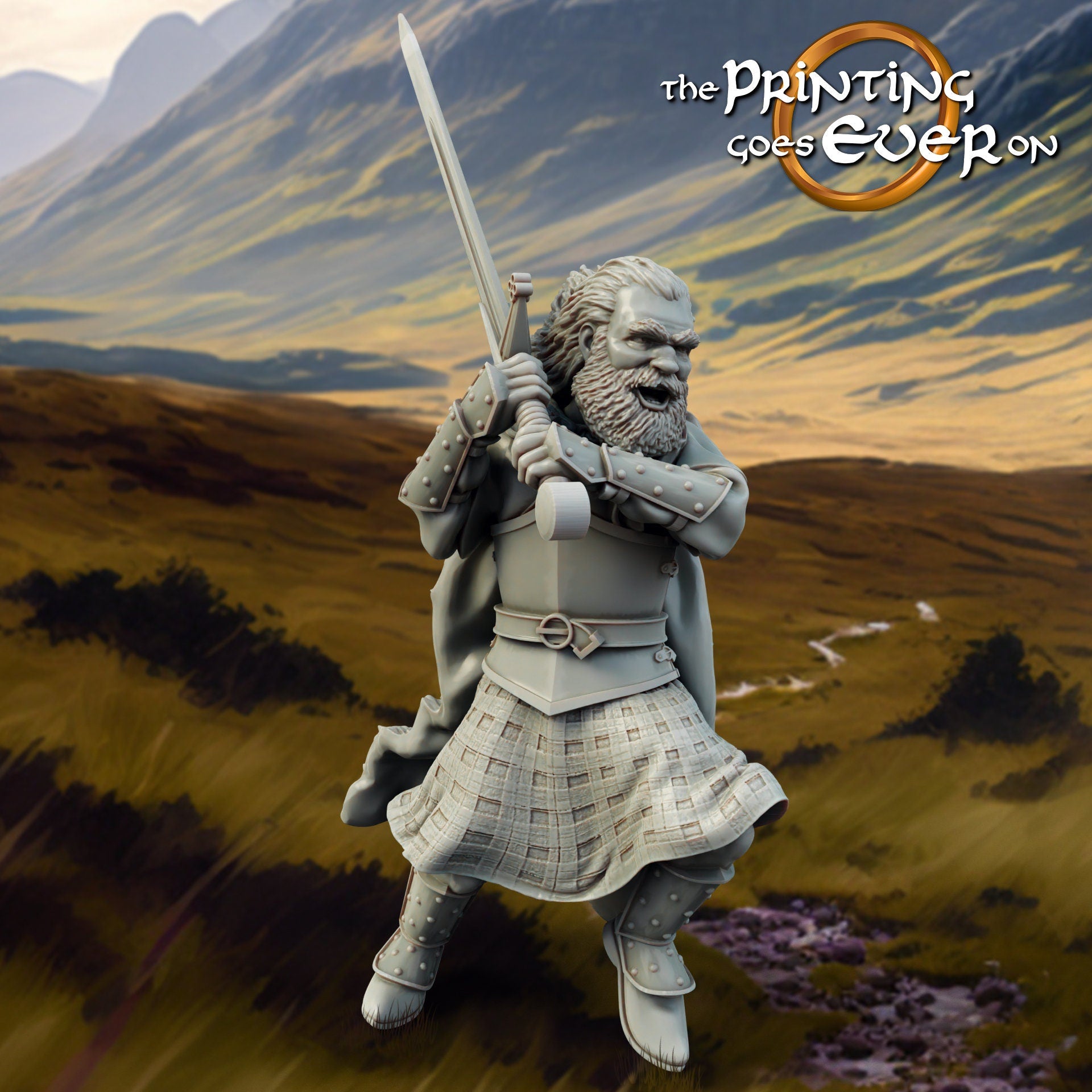 highlands horse lord leader with sword dnd fantasy tabletop wargames 28mm LOTR