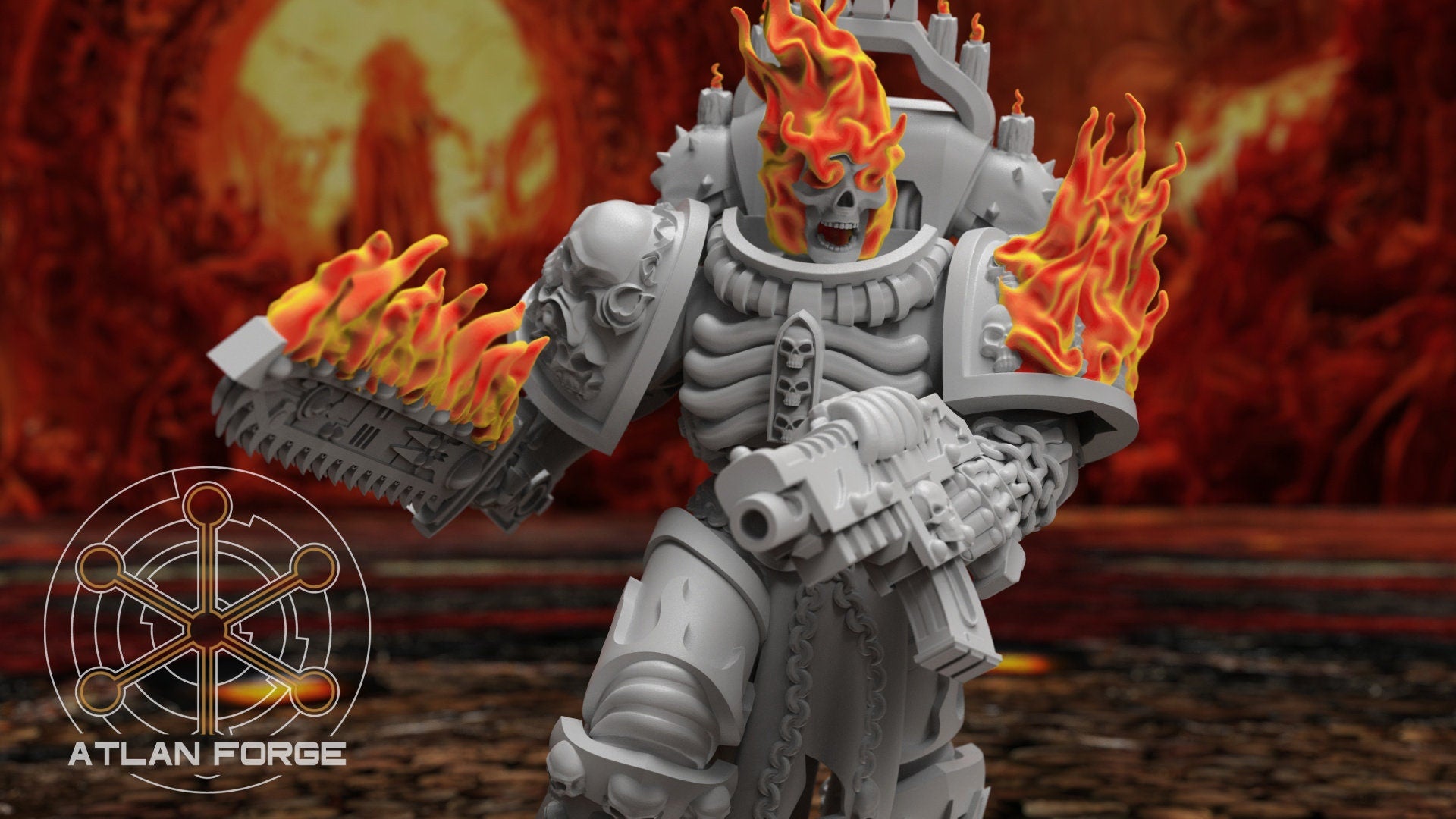Daemon hades burning legion melee 32mm sci-fi fantasy miniature for tabletop games grimdark RPGs wargaming miniature dungeons and dragons