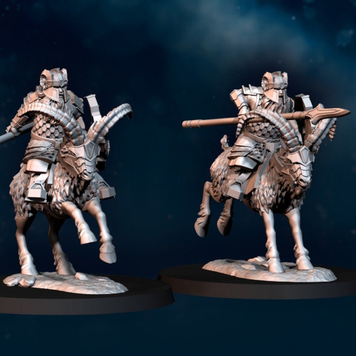 Dwarf Goat Riders 28mm Resin Miniatures – Fantasy Cavalry for DnD and Wargaming