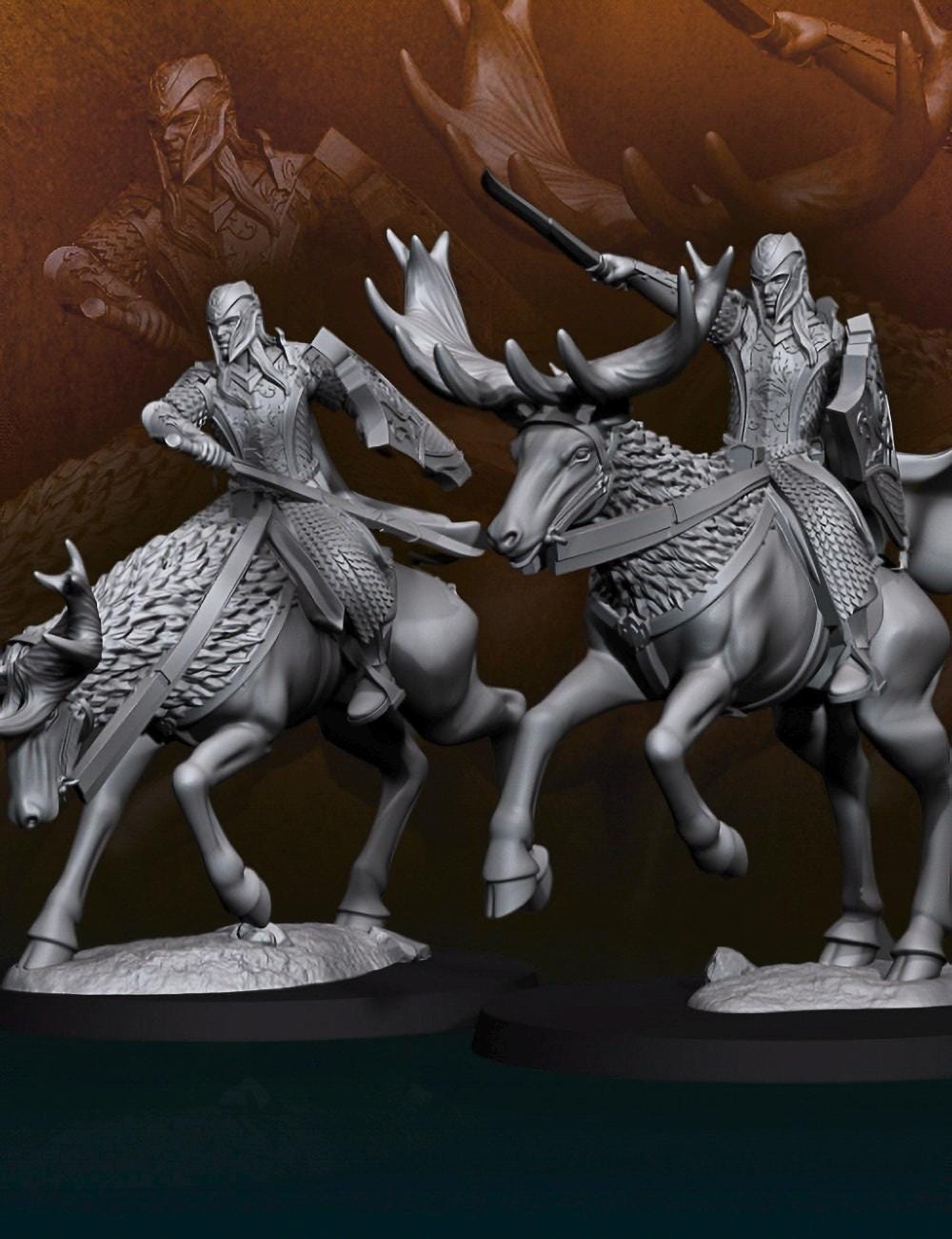 Armoured wood elf on elk 28mm miniatures dnd fantasy miniatures dungeons and dragons miniatures painting wargaming miniatures tabletop game