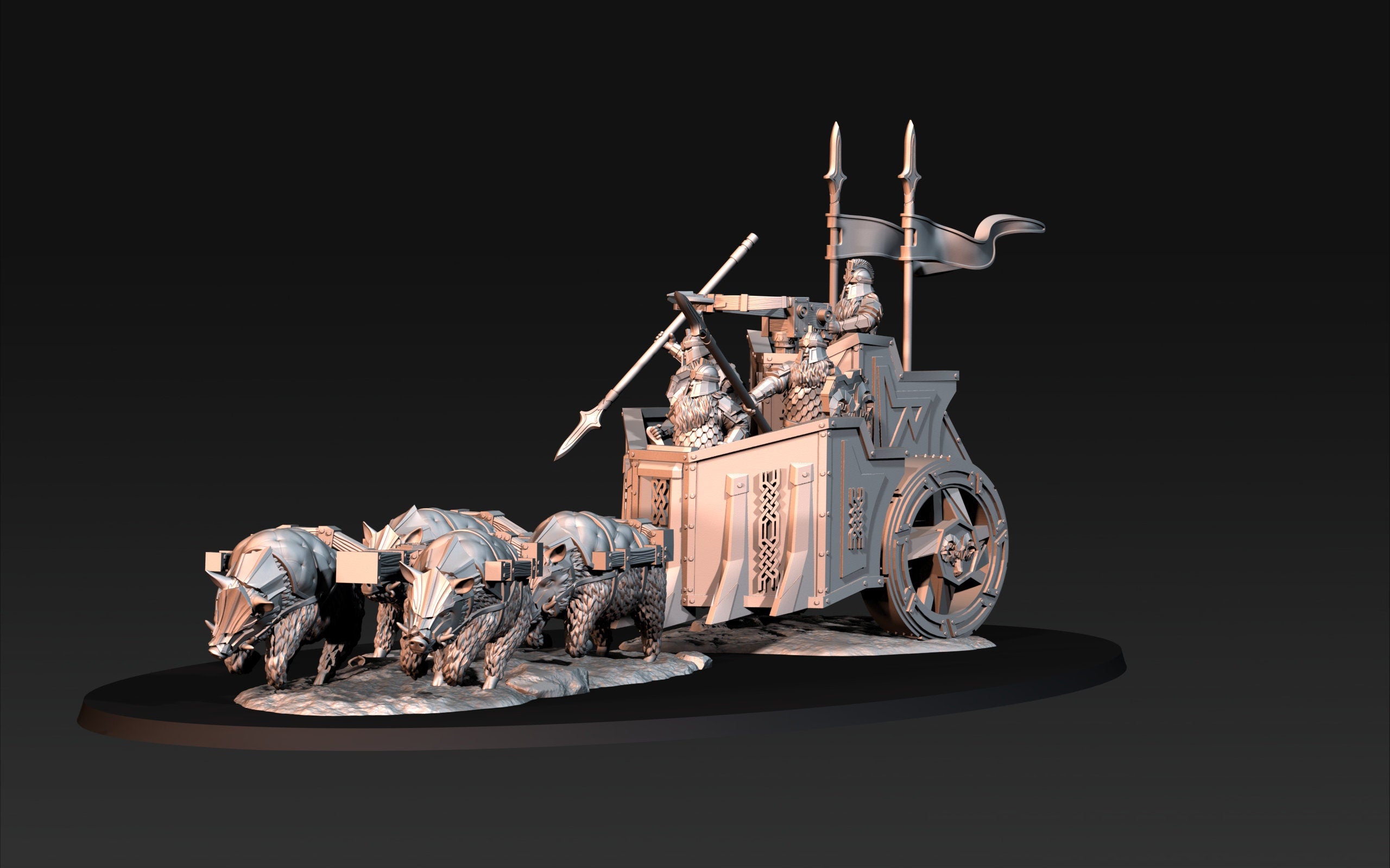Silver goat Dwarves Chariot MESBG LOTR 28mm fantasy tabletop wargames