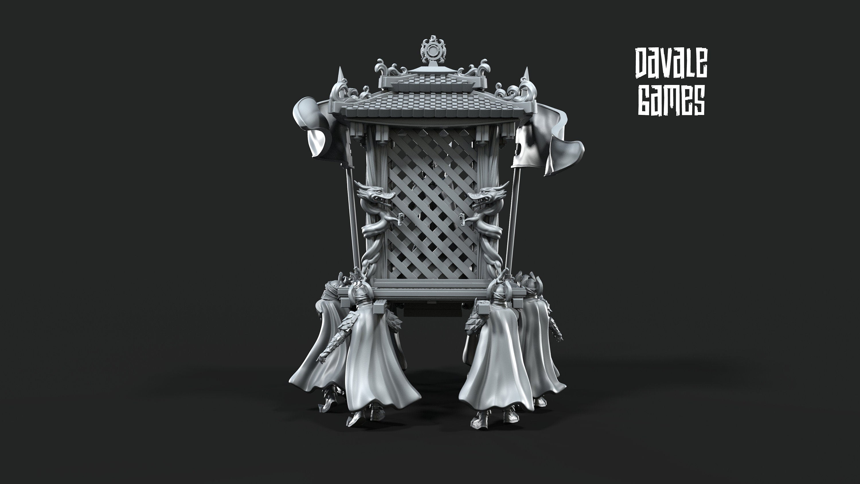 Dragon Army King On Palanquin VB 28mm miniatures dnd minis fantasy miniatures dungeons and dragons miniatures wargaming miniatures tabletop