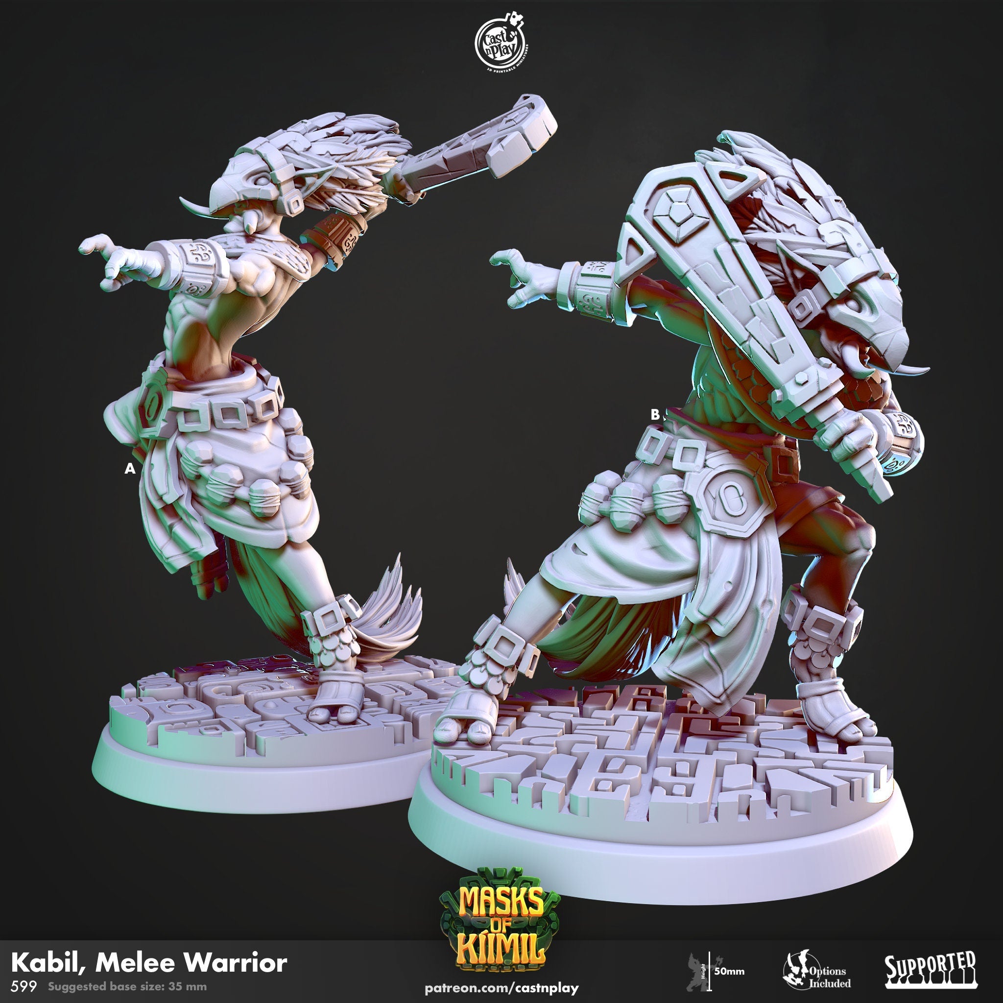 Kabil Melee Warrior Dungeons and Dragon character 5th Edition dnd 32mm rpg tabletop games pathfinder miniatures 3d printed fantasy dnd gift