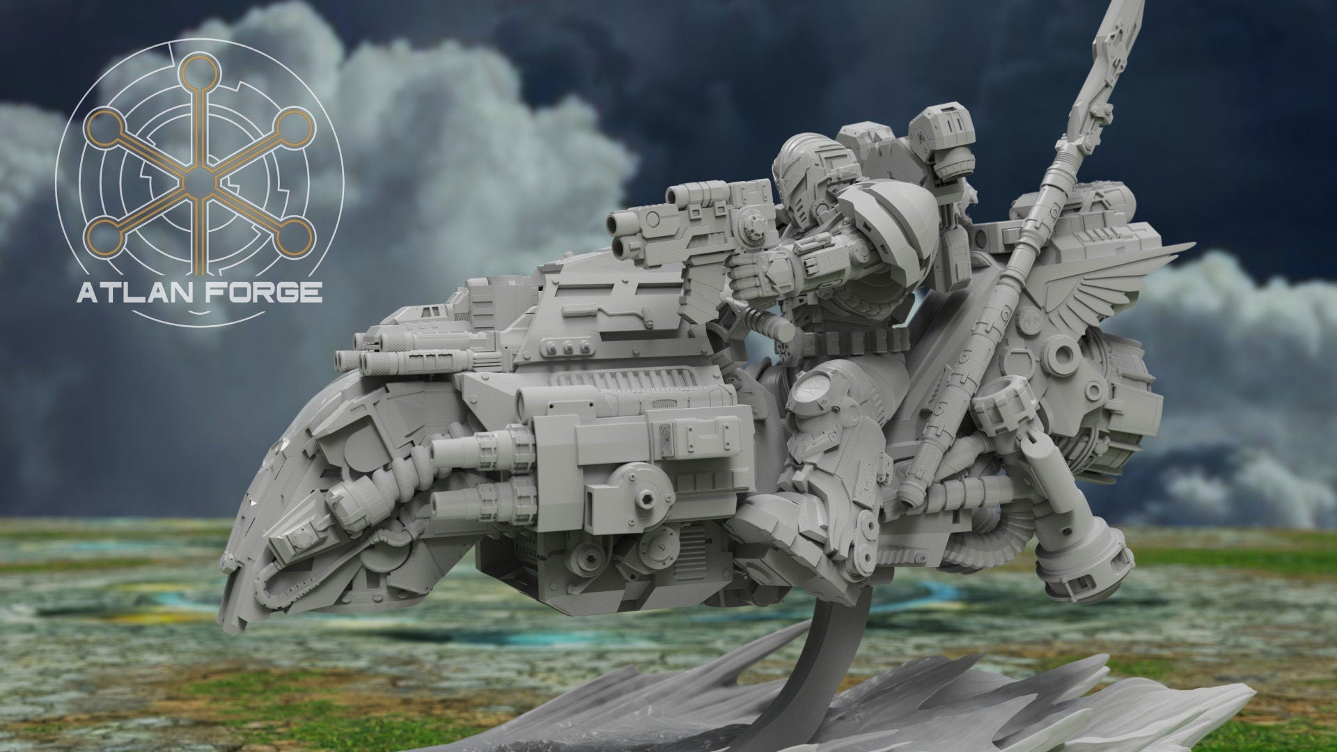 Angelic Hover Bikes 32mm sci-fi fantasy miniature for tabletop games grimdark RPGs dnd wargaming miniature dungeons and dragons painting