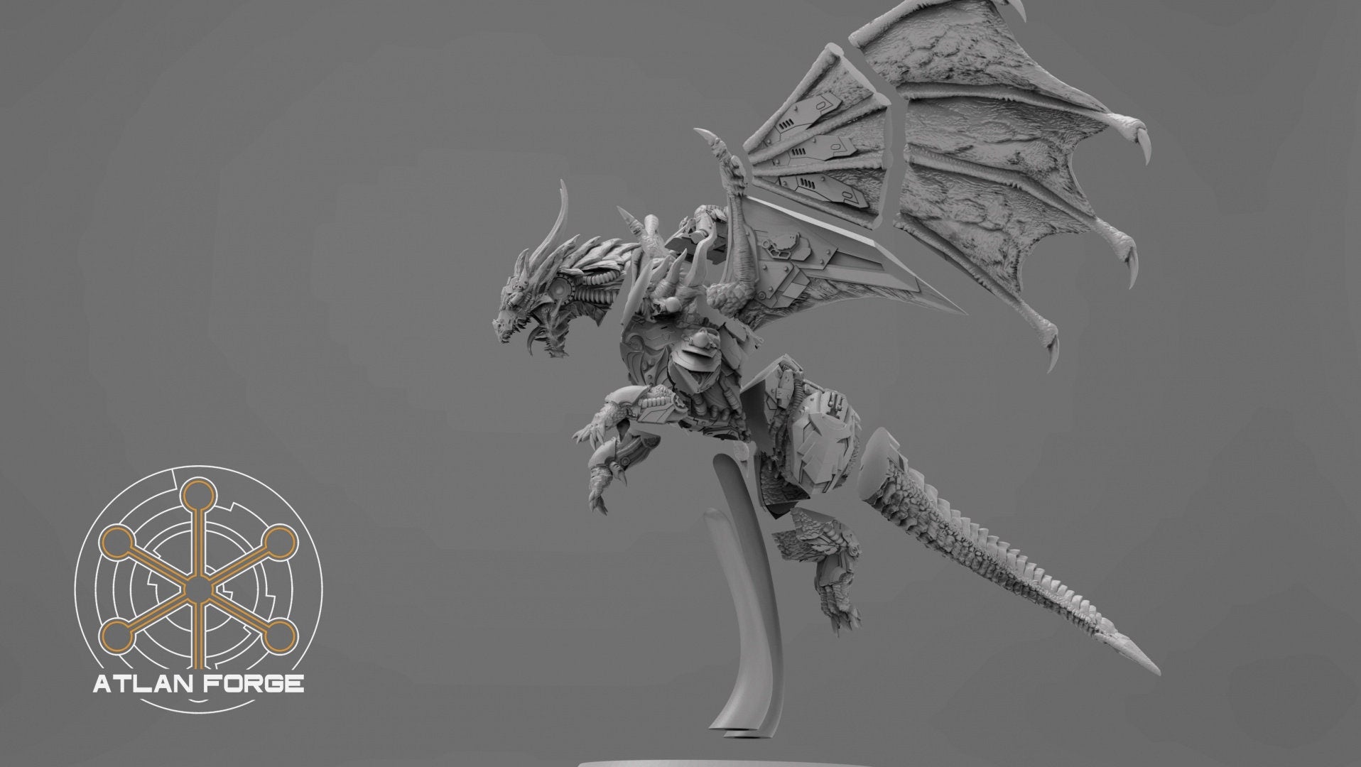 Cybernetic Battle Dragon 32mm sci-fi fantasy miniature for tabletop games grimdark RPGs dnd wargaming miniature dungeons and dragons