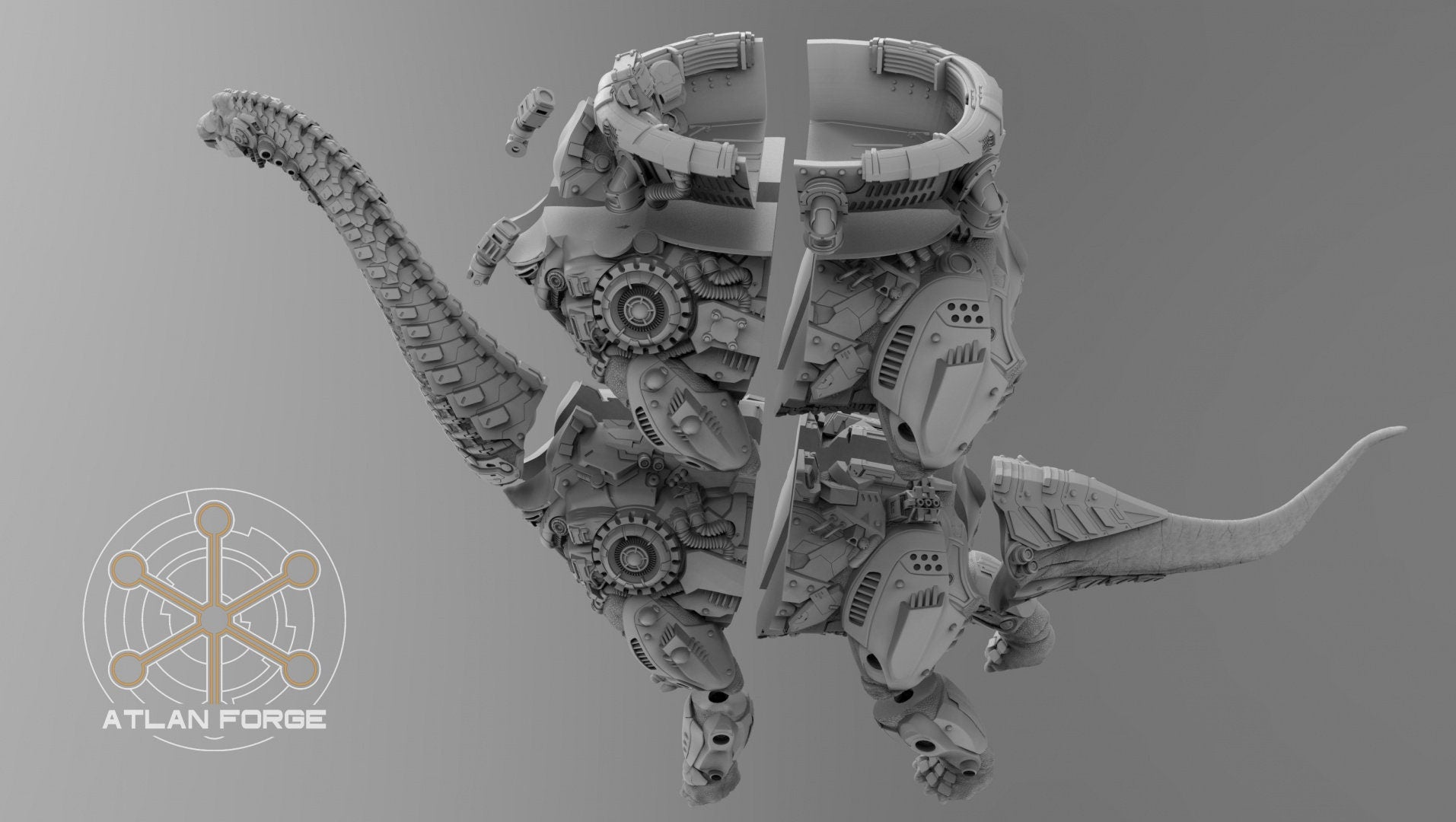 Cybernetic Brachiosaur 32mm sci-fi fantasy miniature for tabletop games grimdark RPGs dnd wargaming miniature dungeons and dragons
