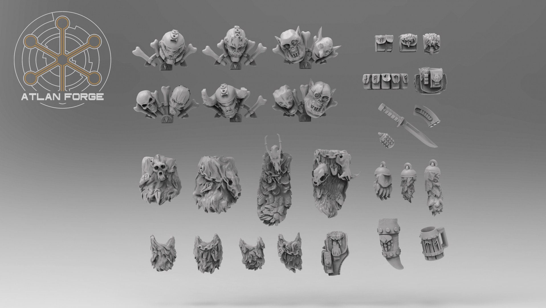 Miniature conversions kits Asgardian Accessories fantasy 32mm miniature kit bashing set for wargaming miniature painting gift RPG tabletop