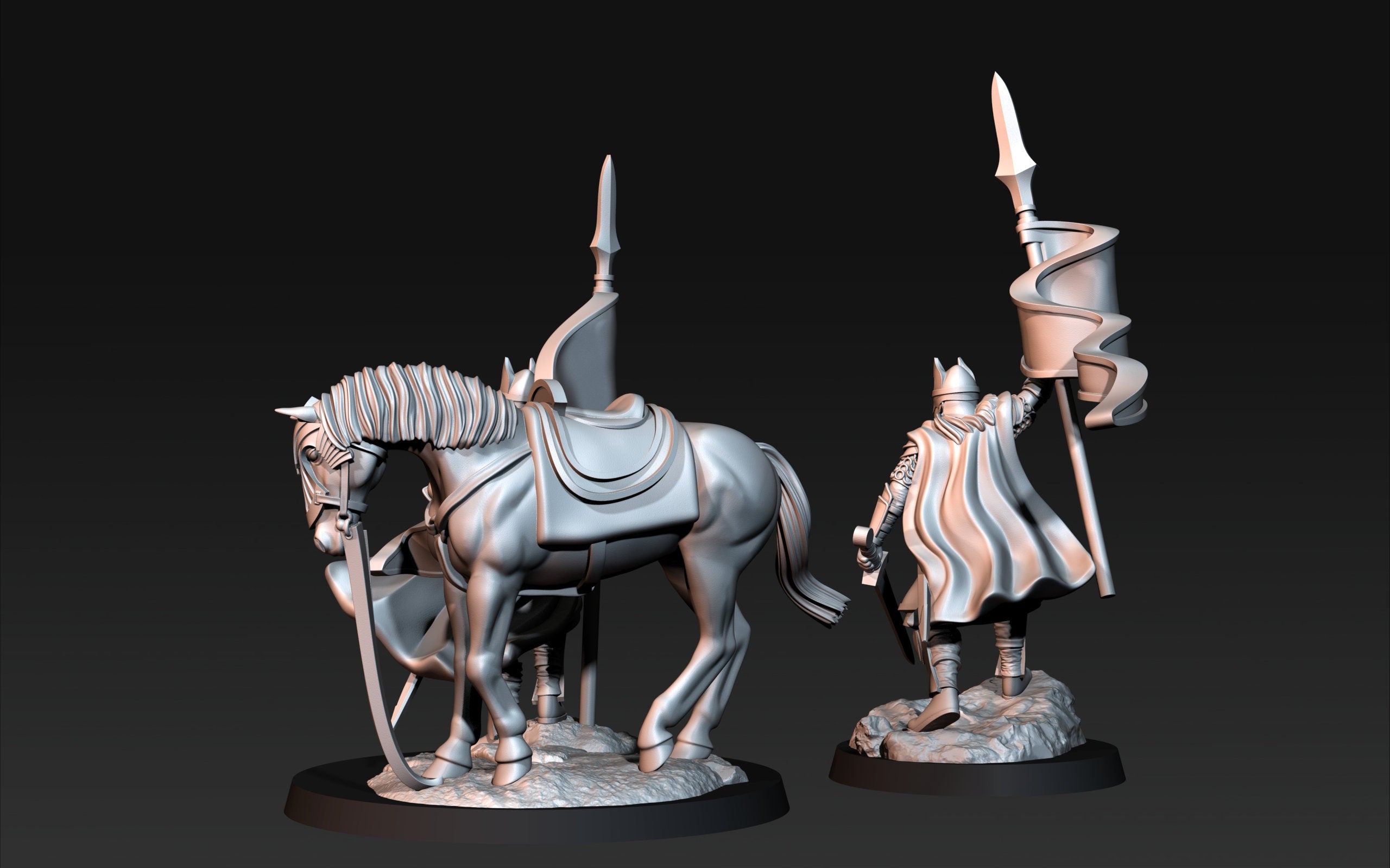 High Humans Banner Foot and mounted dnd fantasy tabletop wargames army miniature