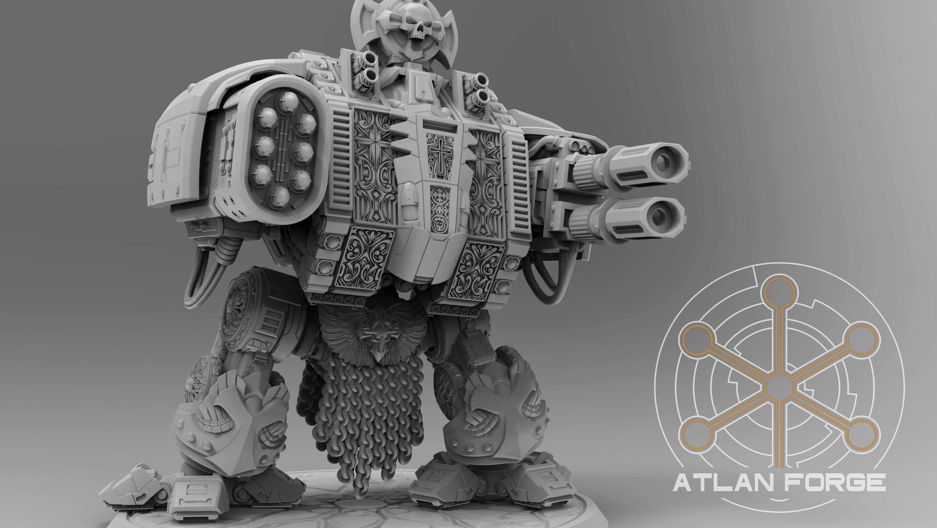 Templar Crusader Dreadnought 32mm sci-fi fantasy miniature for tabletop games grimdark RPGs dnd wargaming miniature dungeons and dragons