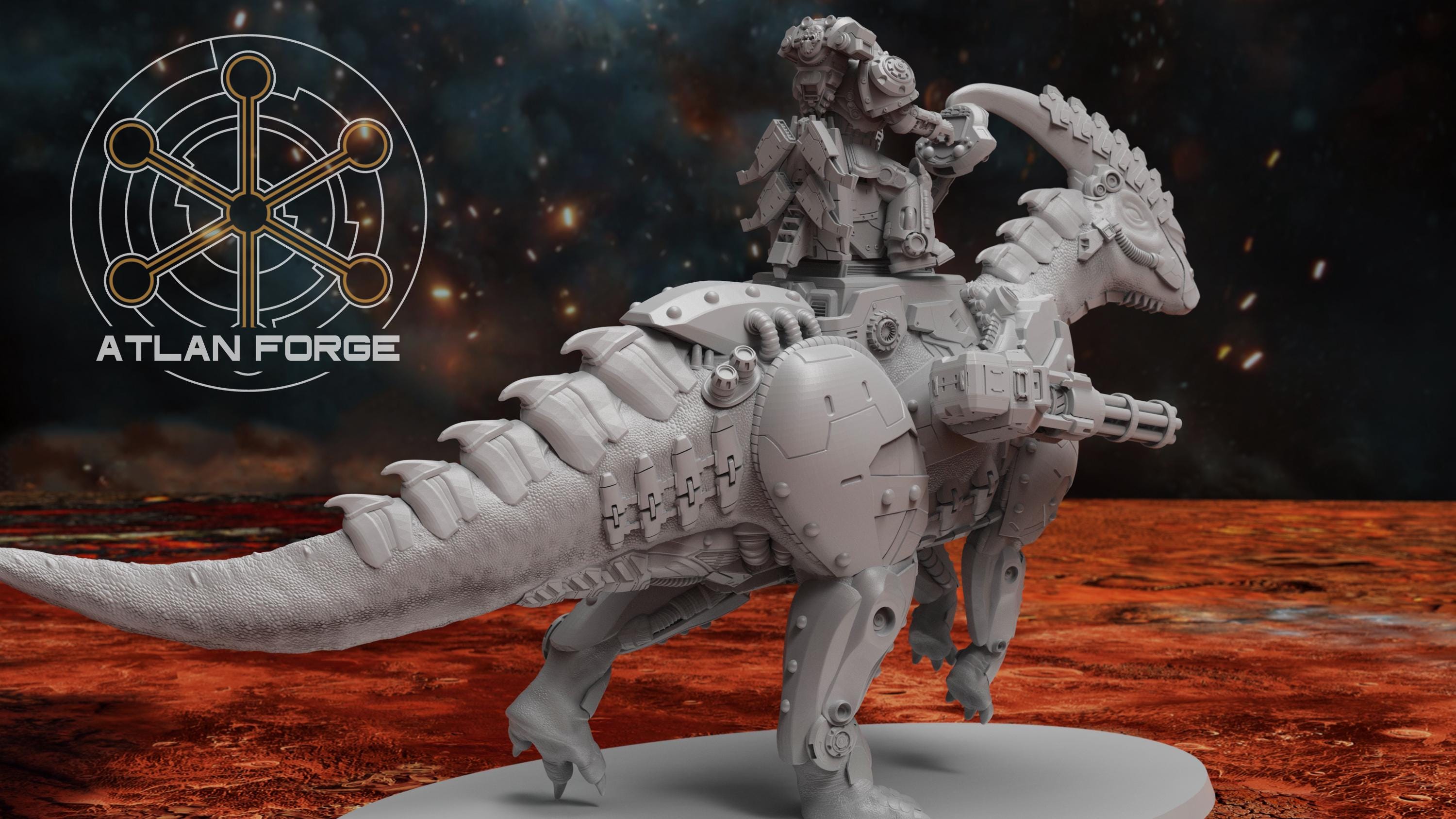 Cybernetic Parasaurolophus 32mm sci-fi fantasy miniature for tabletop games grimdark RPGs dnd wargaming miniature dungeons and dragons