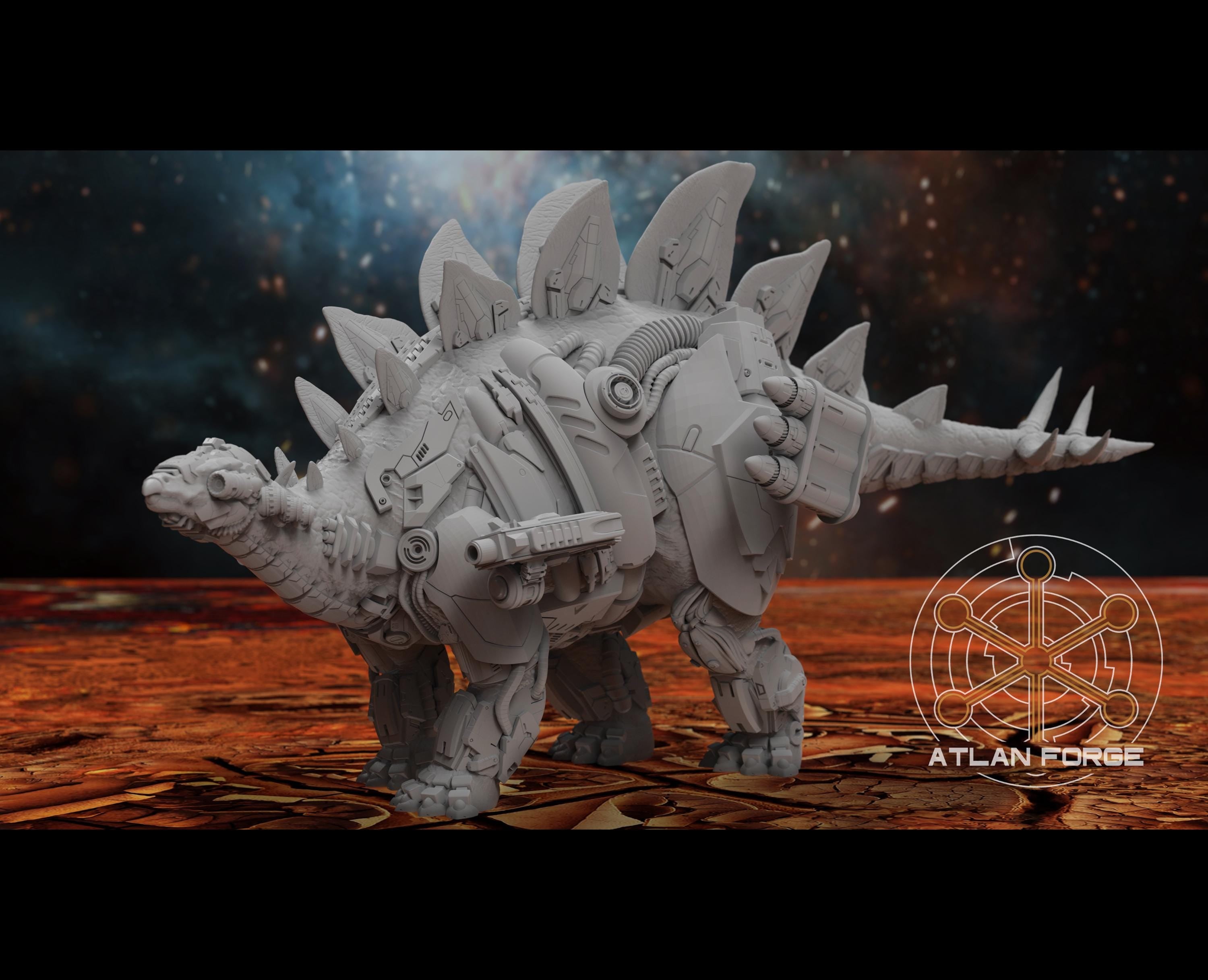 Cybernetic Stegosaur 32mm wargame fantasy miniature wargaming miniature dungeons and dragons painting RPG tabletop minis
