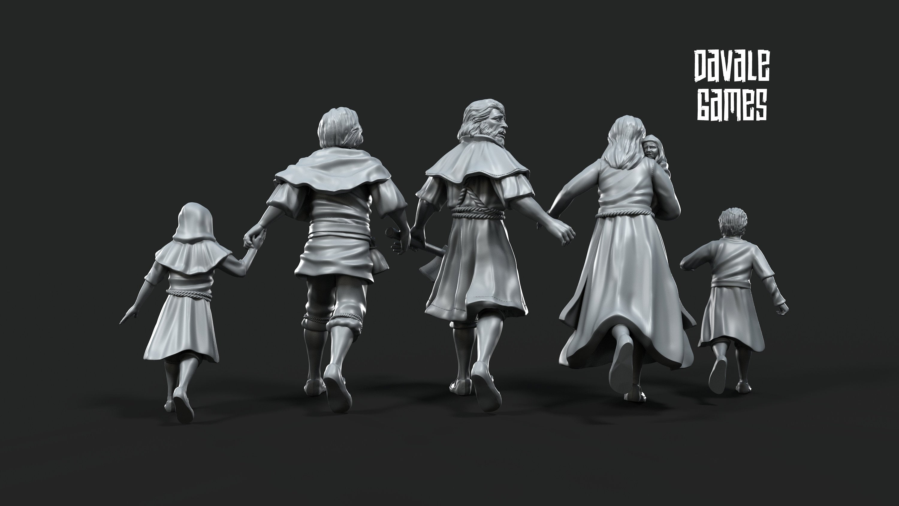 Fleeing Peasants Historical 28mm miniatures dnd minis  dungeons and dragons miniatures painting wargaming miniatures tabletop wargames gift