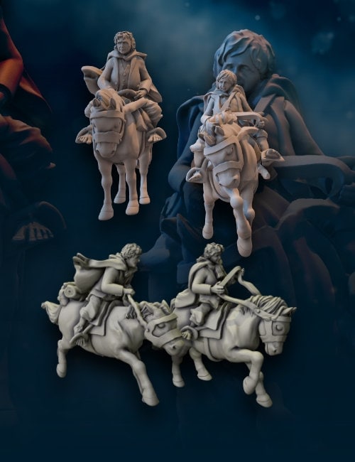 Halfmen fellowship mounted 28mm dnd miniature dungeon and dragons fantasy wargaming miniature tabletop wargame miniature for painting