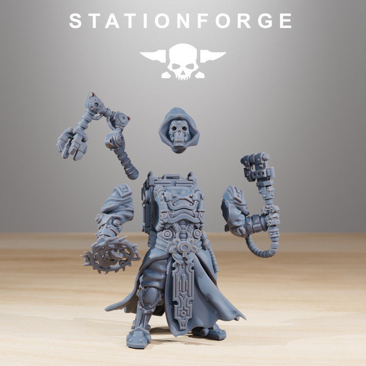 Scavenger Techno Priest 32mm sci-fi fantasy miniature for tabletop games grimdark RPGs dnd wargaming miniature dungeons and dragons