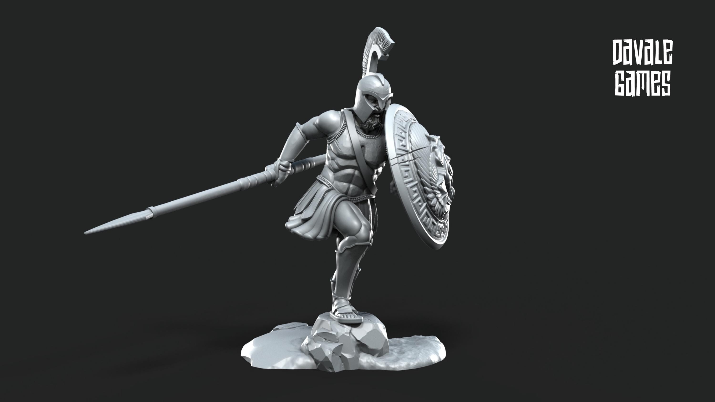 Roman Hoplitas Warriors with Spears 28mm Resin Miniatures – Fantasy Infantry for DnD and Wargaming