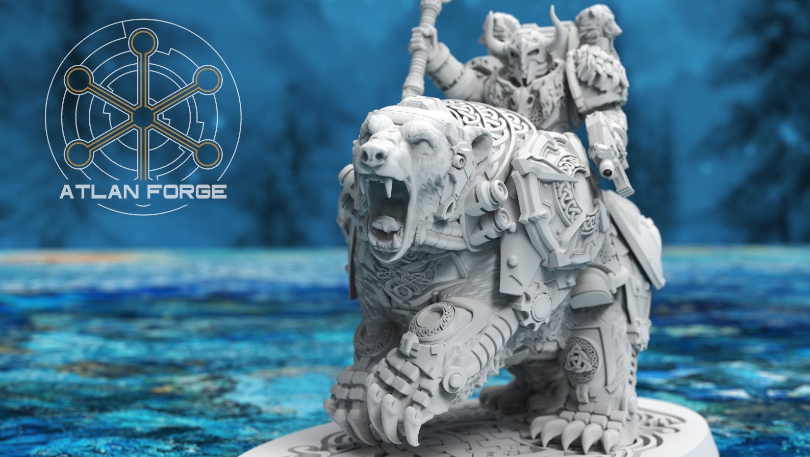 Asgardian Bear Riders 32mm sci-fi fantasy miniature for tabletop games grimdark RPGs dnd wargaming miniature dungeons and dragons gift