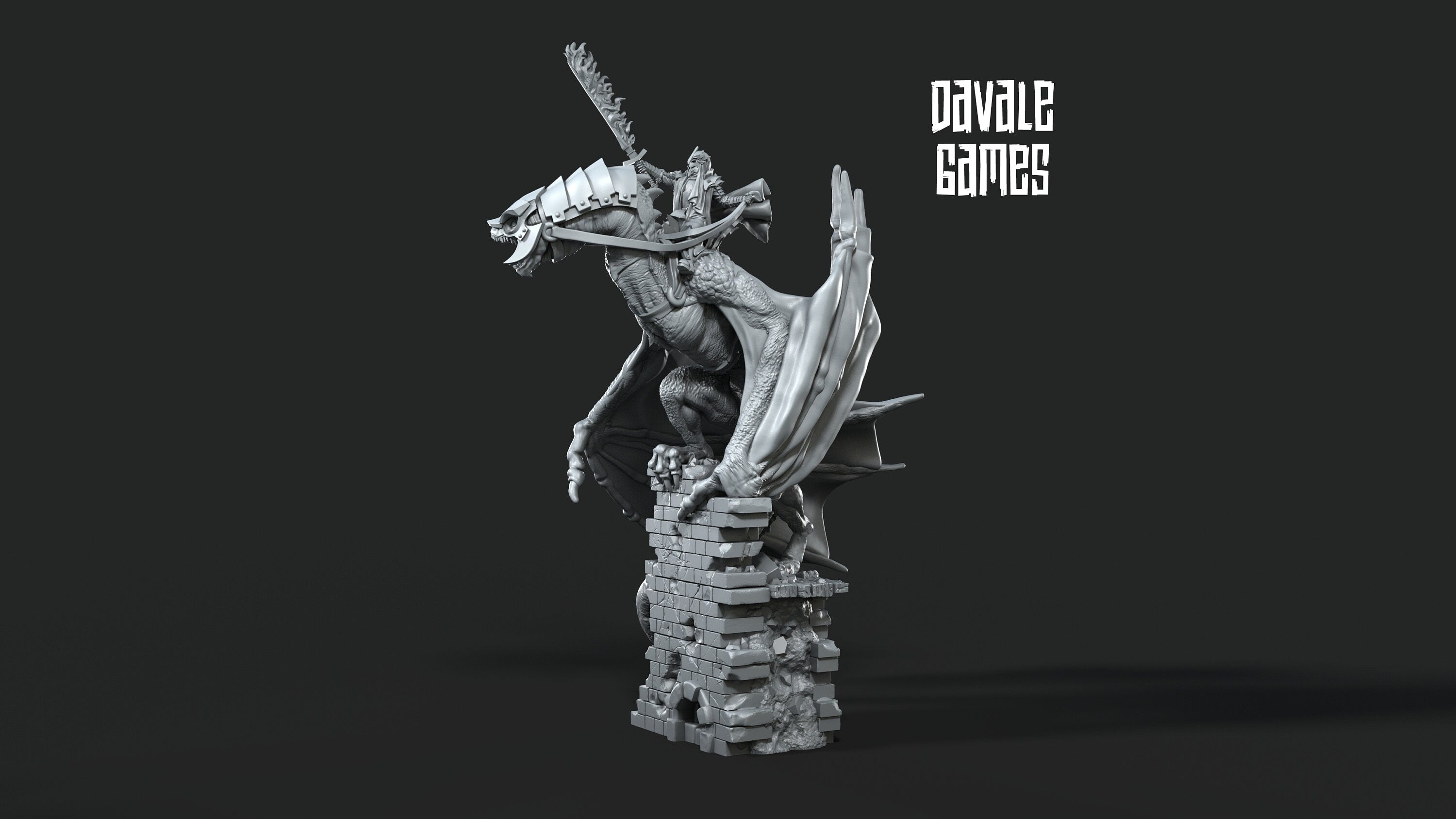 Wyvern with Dark Mage 2 28mm Resin Miniature – Fantasy Dragon Rider for DnD and Wargaming