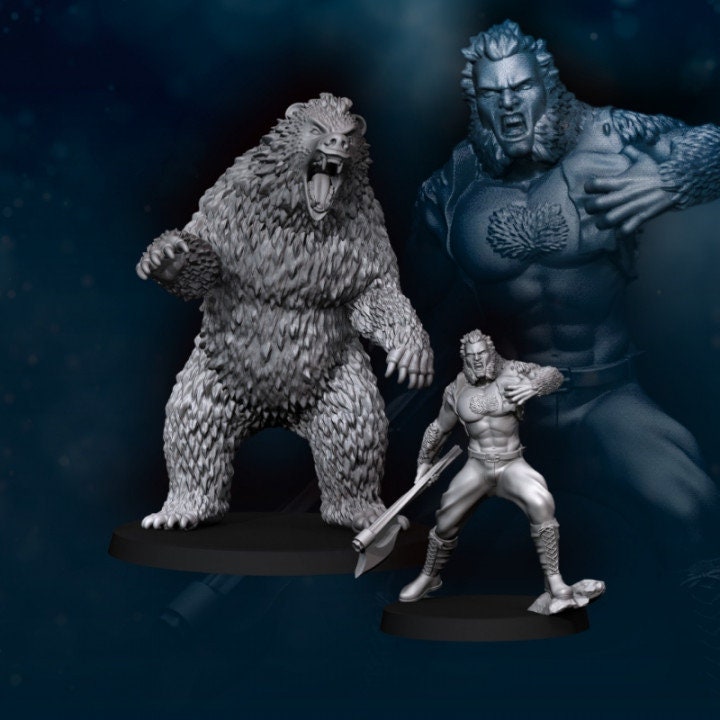 bear man and human form 28mm miniatures dnd mini wargaming miniatures dungeon and dragons miniatures for painting fantasy miniatures gift