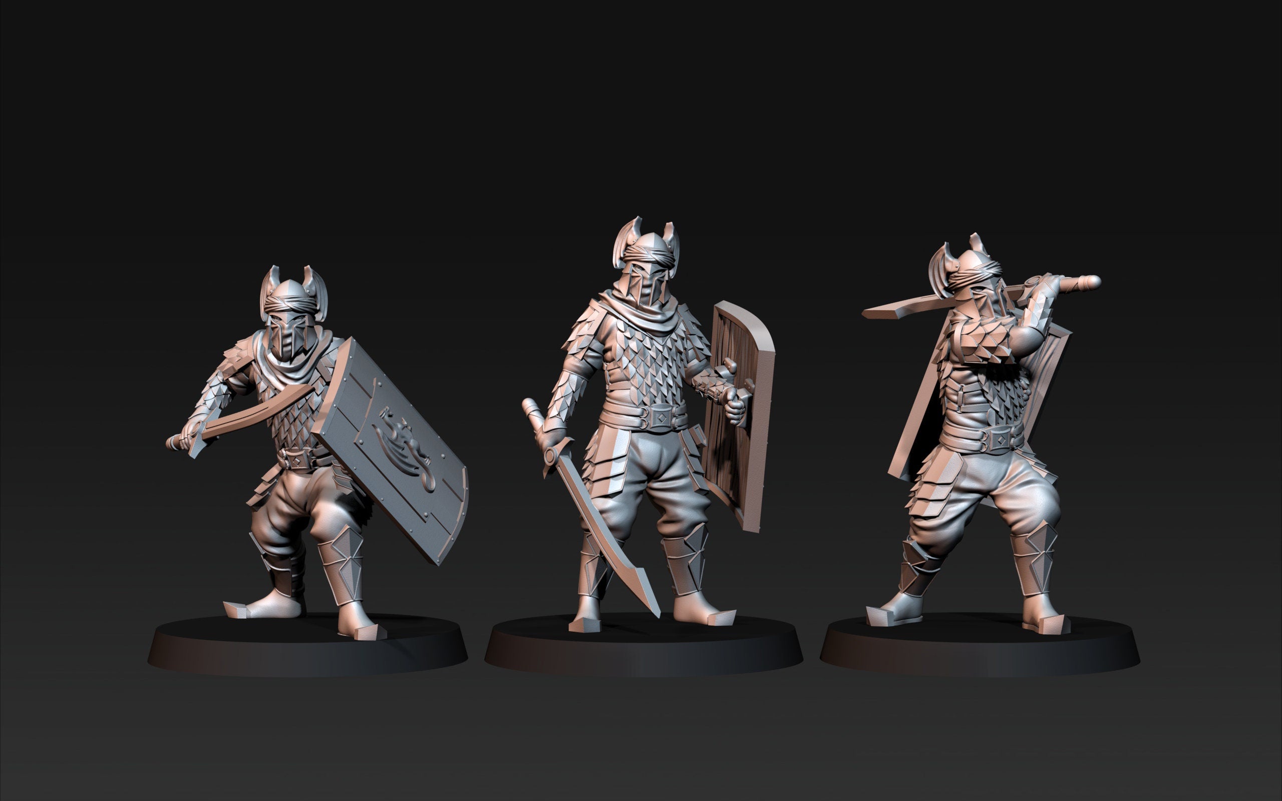 Dragon Army Warriors with swords + Shield dnd fantasy tabletop games 28mm army miniatures