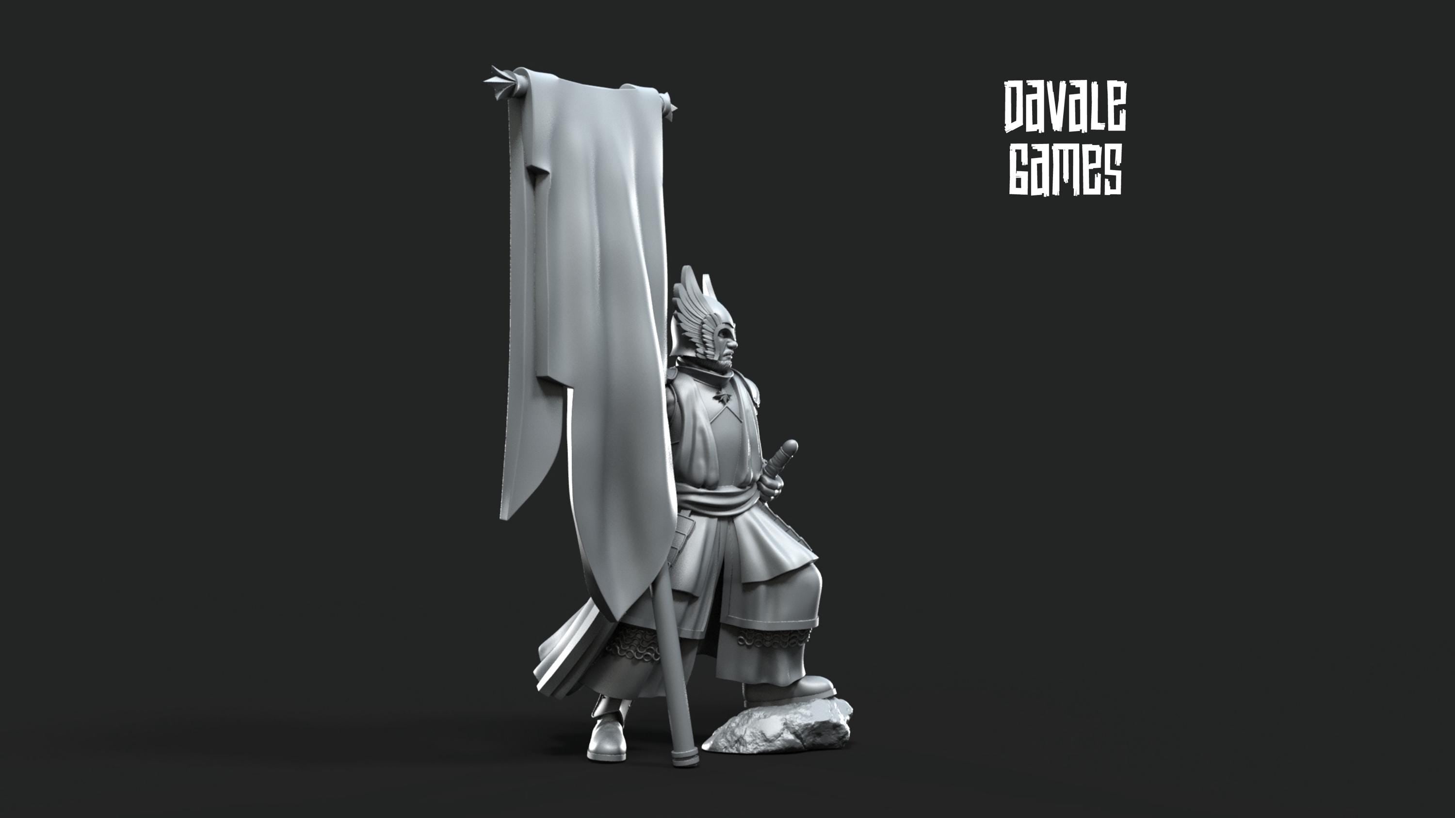 Grey Castle Tree Guard with banner 28mm miniatures dnd minis fantasy miniatures dungeons and dragons miniatures painting wargaming