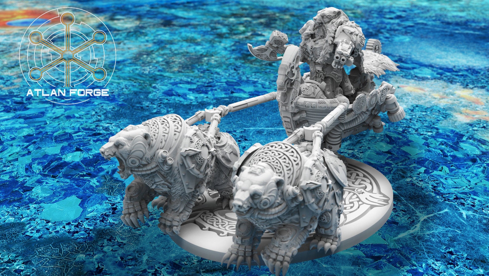 Endre Isklaw on the Bear Chariot 32mm miniature grimdark fantasy dnd wargaming miniatures dungeons and dragons painting gift RPG tabletop