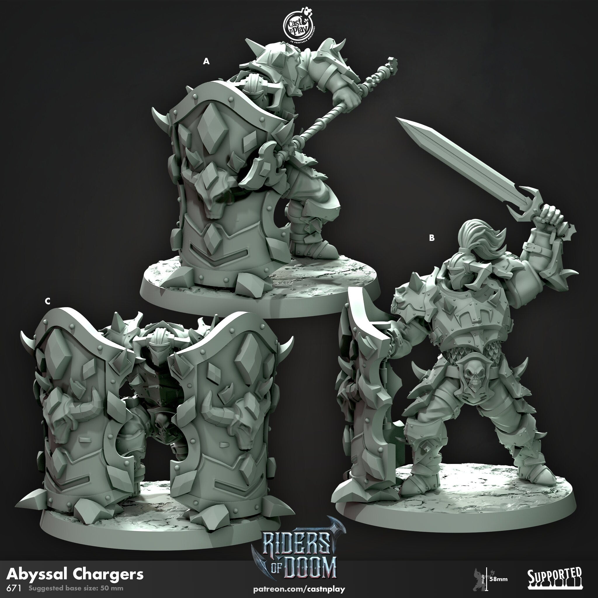 Abyssal Chargers Dark slave warriors tabletop Fantasy Games 32mm