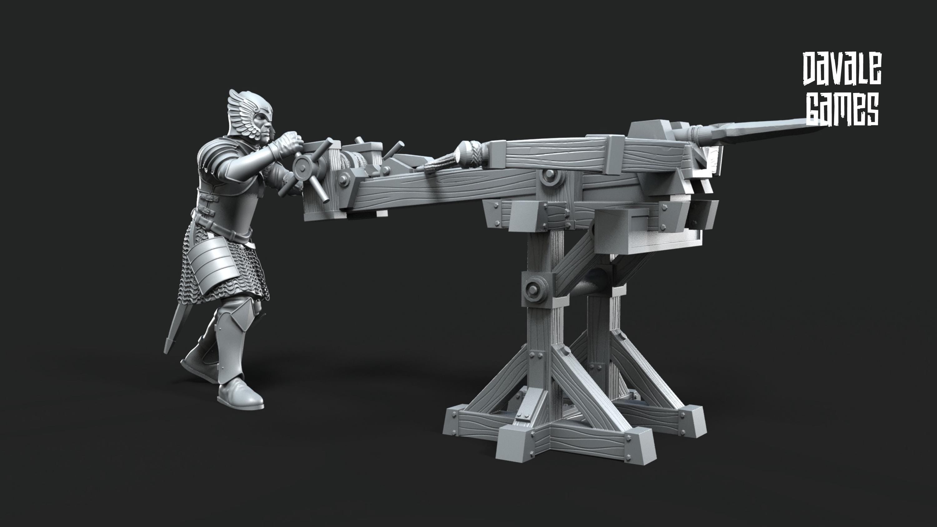 Grey Castle ballista with Dotation 28mm miniatures dnd minis fantasy miniatures dungeons and dragons painting wargaming miniatures tabletop