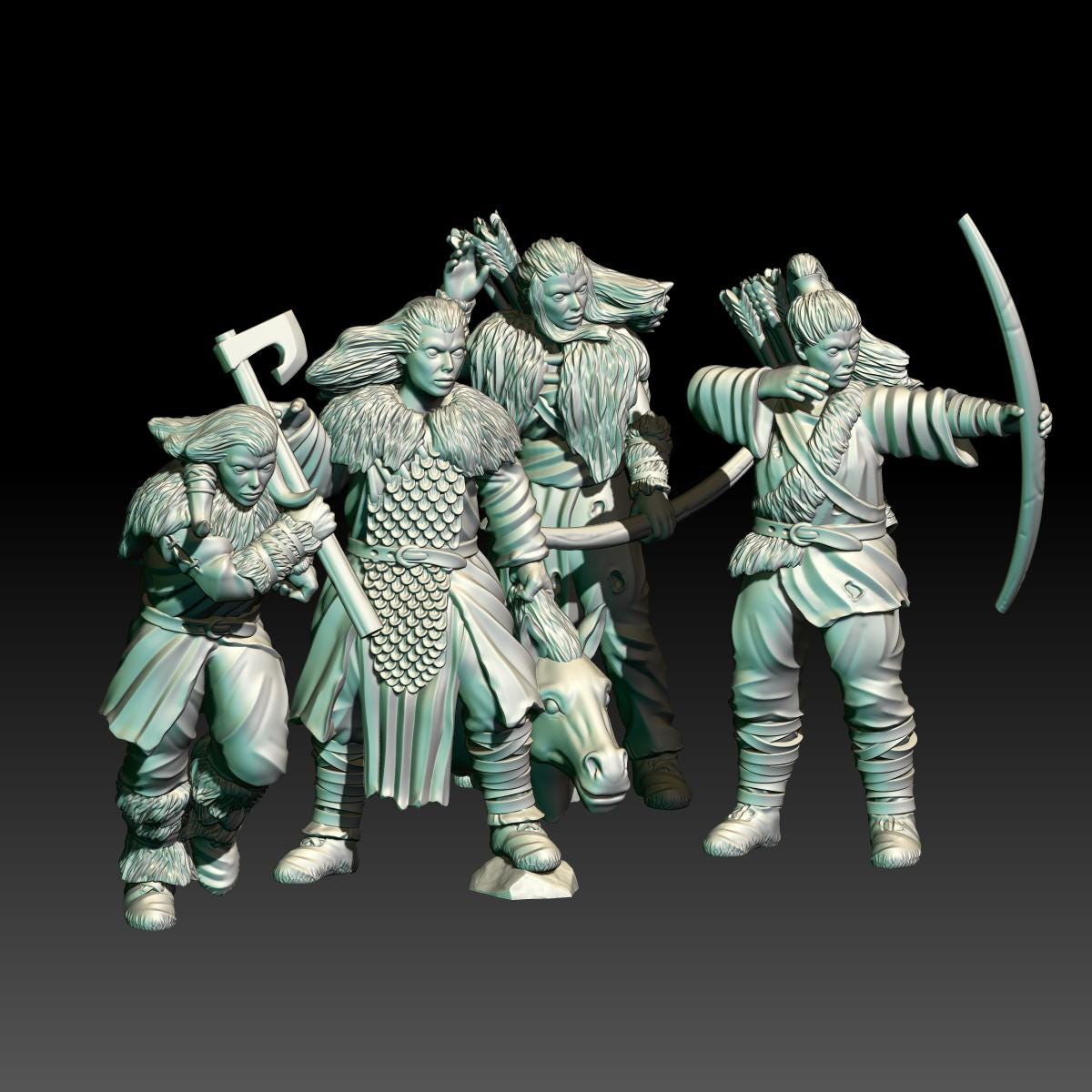 Hillwomen Raiders 28mm miniatures dnd mini wargaming miniatures dungeon and dragons miniatures for painting fantasy miniatures gift