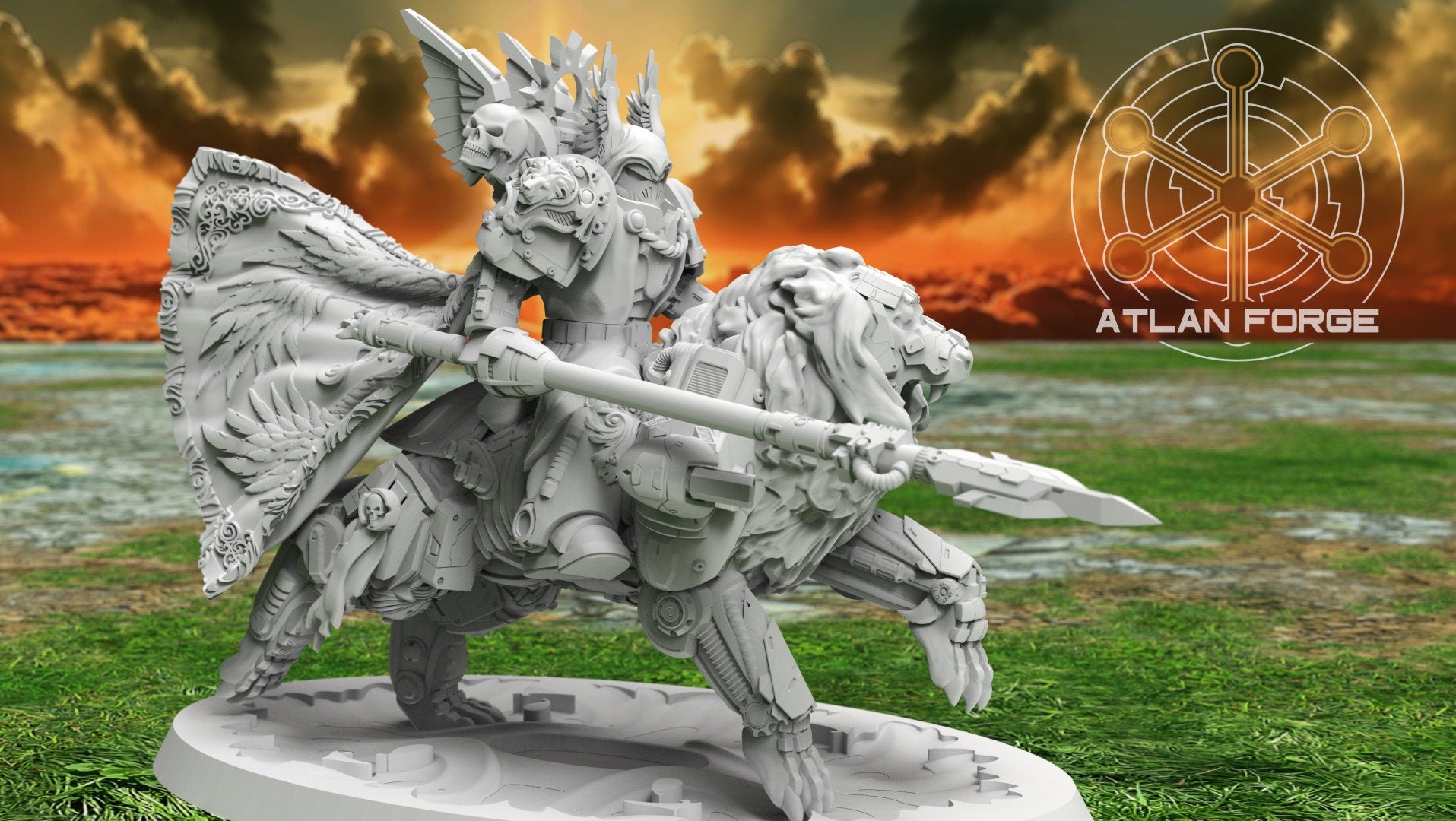 Angelic lion Knights 32mm sci-fi fantasy miniature for tabletop games grimdark RPGs dnd wargaming miniature dungeons and dragons gift