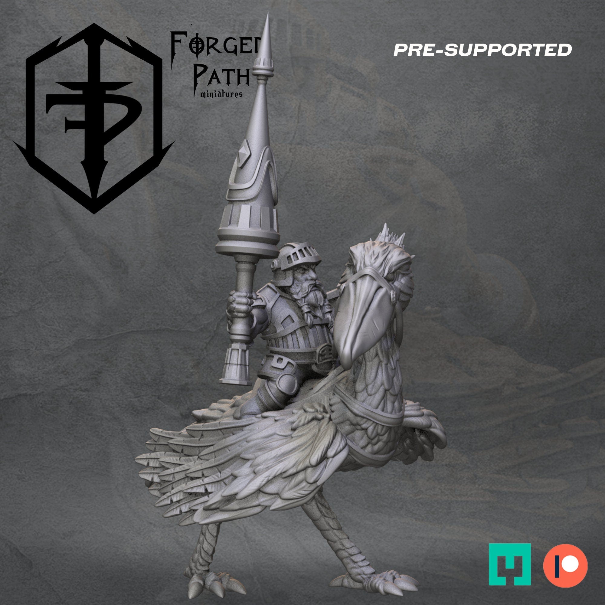 Dwarf Shoebill Riders, Dwarves Fantasy Wargaming Lance Cavalry Unit Miniatures