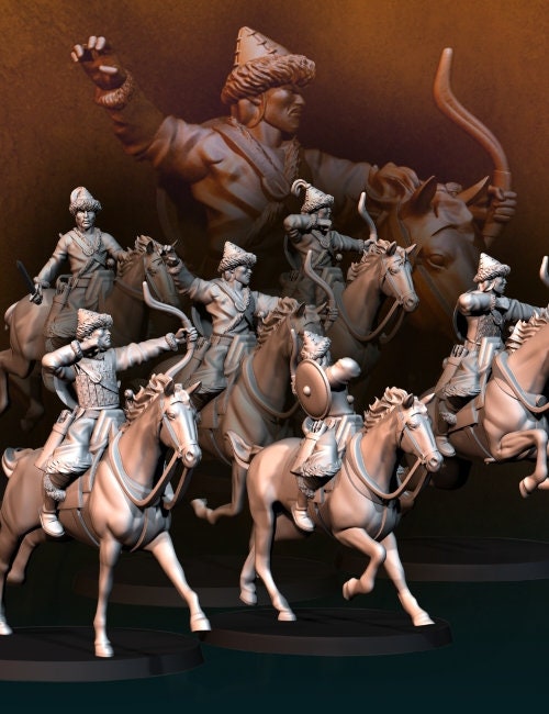 The Huns mounted archers historic warriors 28mm miniatures dnd fantasy miniatures dungeons & dragons miniature tabletop historical wargaming
