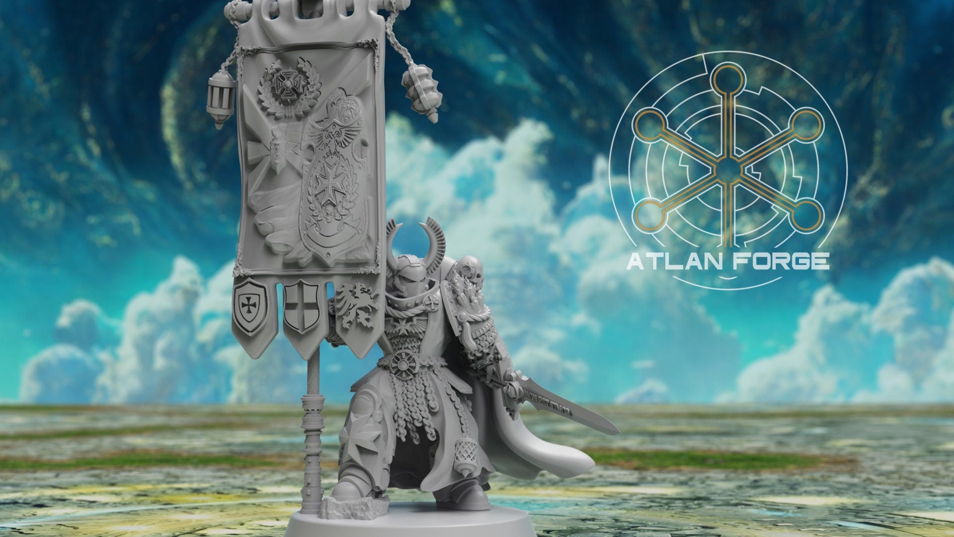 Templar war banner 32mm wargame miniatures fantasy dnd wargaming minis dungeons and dragons painting gift RPG tabletop minis