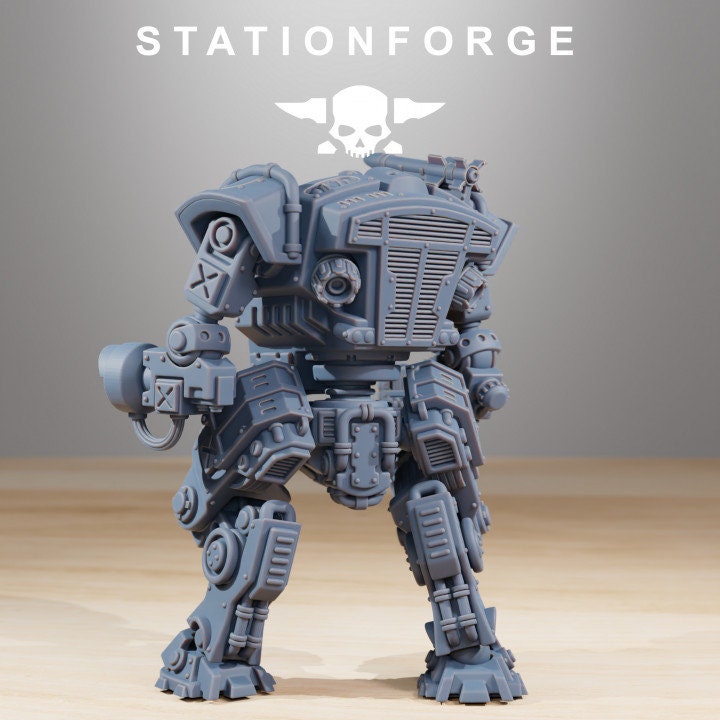 Vaskar Warmech 32mm Resin Miniatures – Grimdark Sci Fi Walker and Pilot for Wargaming
