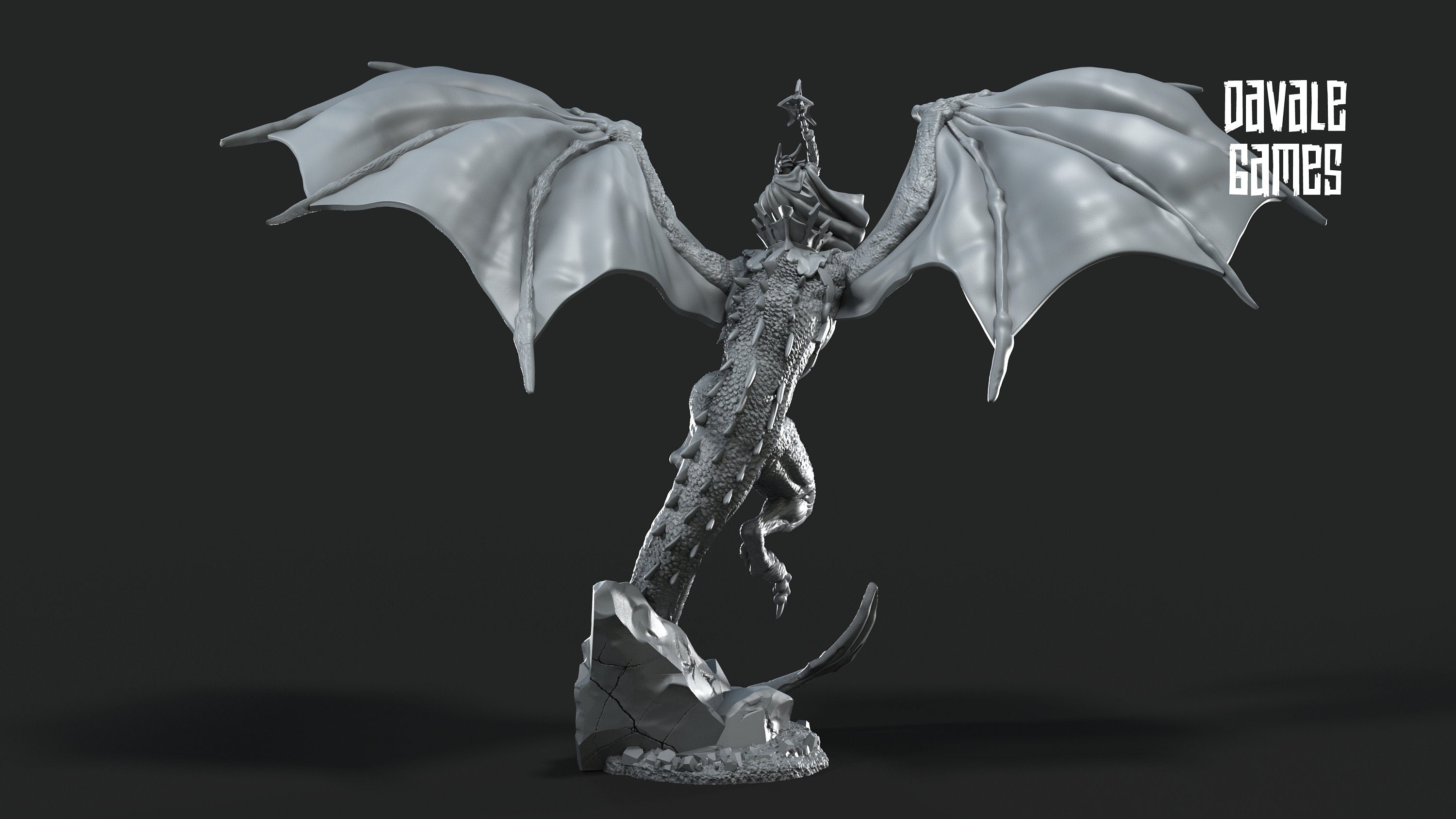 Wyvern with Dark Mage 28mm Resin Miniature – Fantasy Dragon Rider for DnD and Wargaming